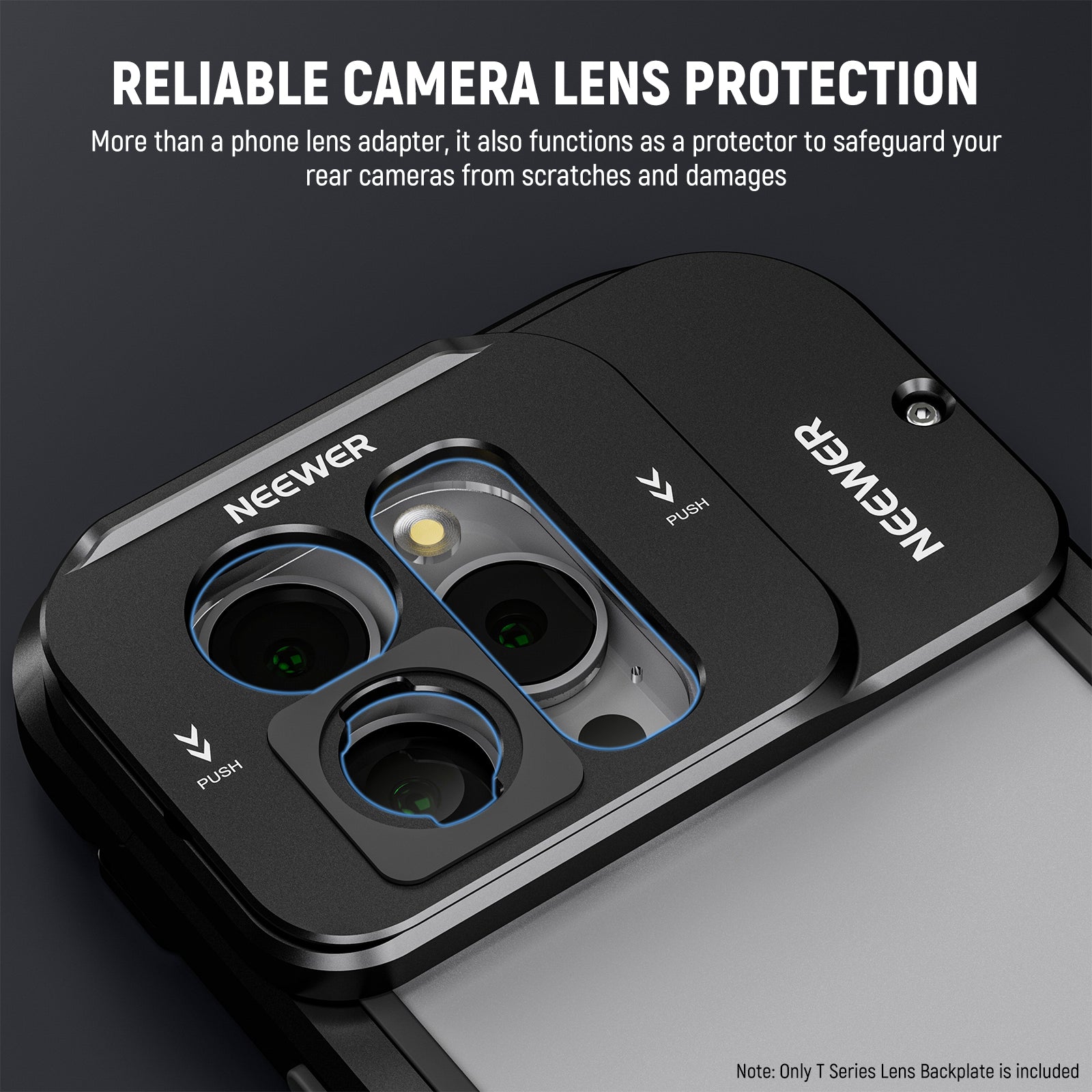 NEEWER PA034 T Series Lens Backplate for iPhone 15 Pro & Pro Max Camera Cage - Perfect for Vlogging, Filmmaking & Mobile Photography