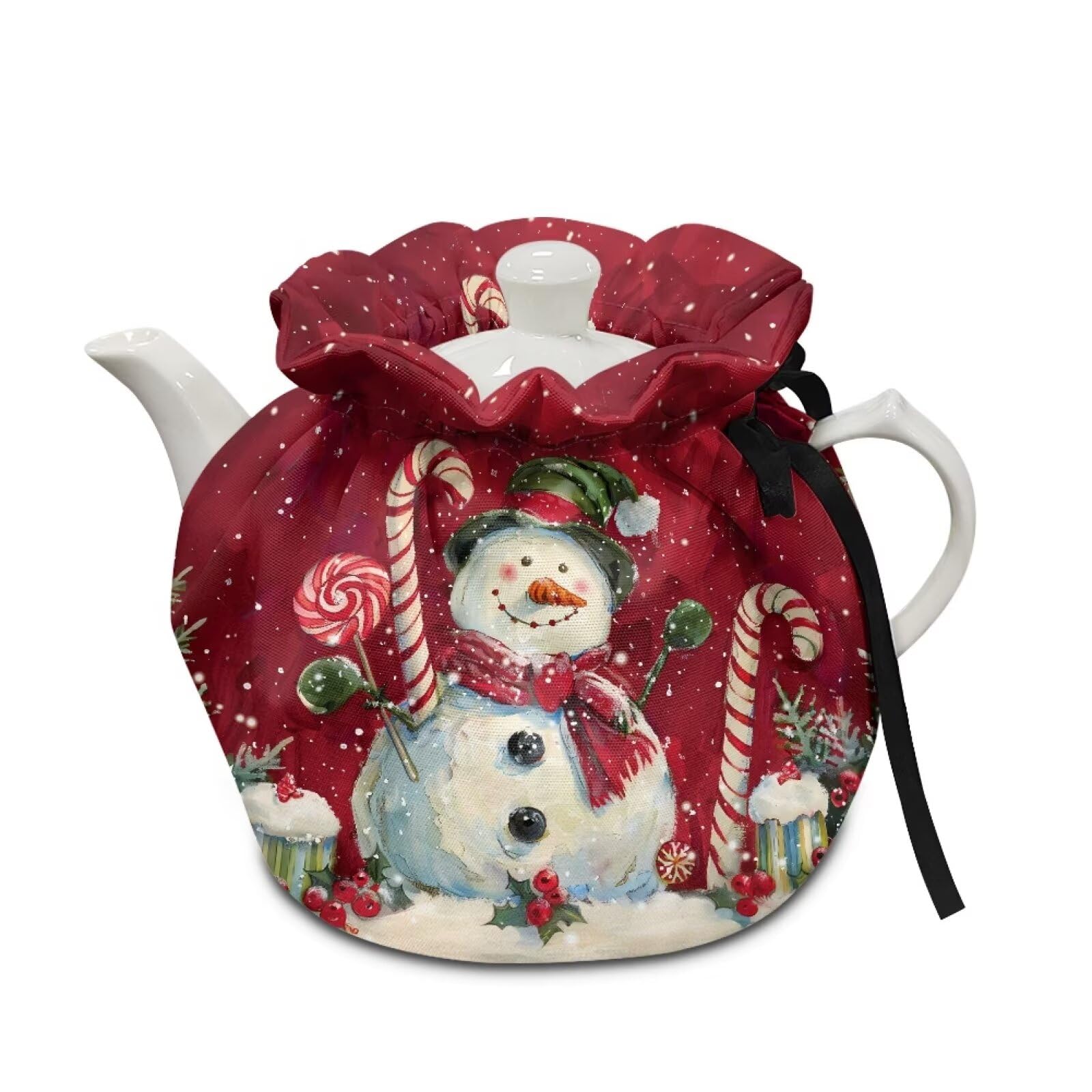 Soft Insulated Snowman Tea Cozy - Foldable Teapot Cover for Heat Retention & Dust Protection | Cute Kitchen Decor Accessory | Perfect for Winter Tea Parties & Home Decor