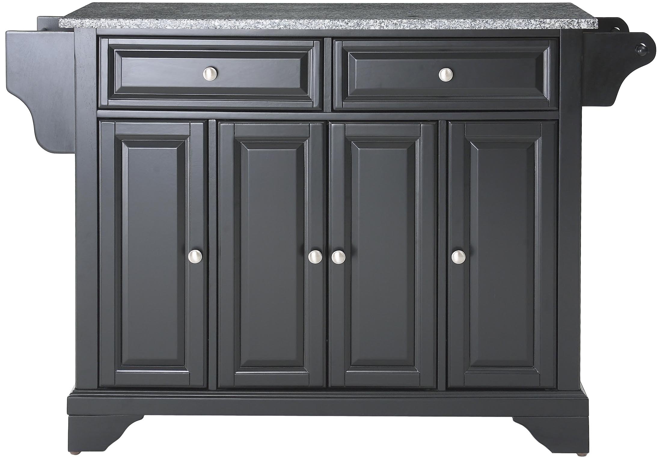 Crosley Lafayette Granite Top Rolling Kitchen Island Cart with Storage - Microwave Stand & Spice Rack - Black - Perfect for Small Kitchens, Apartments & Entertaining