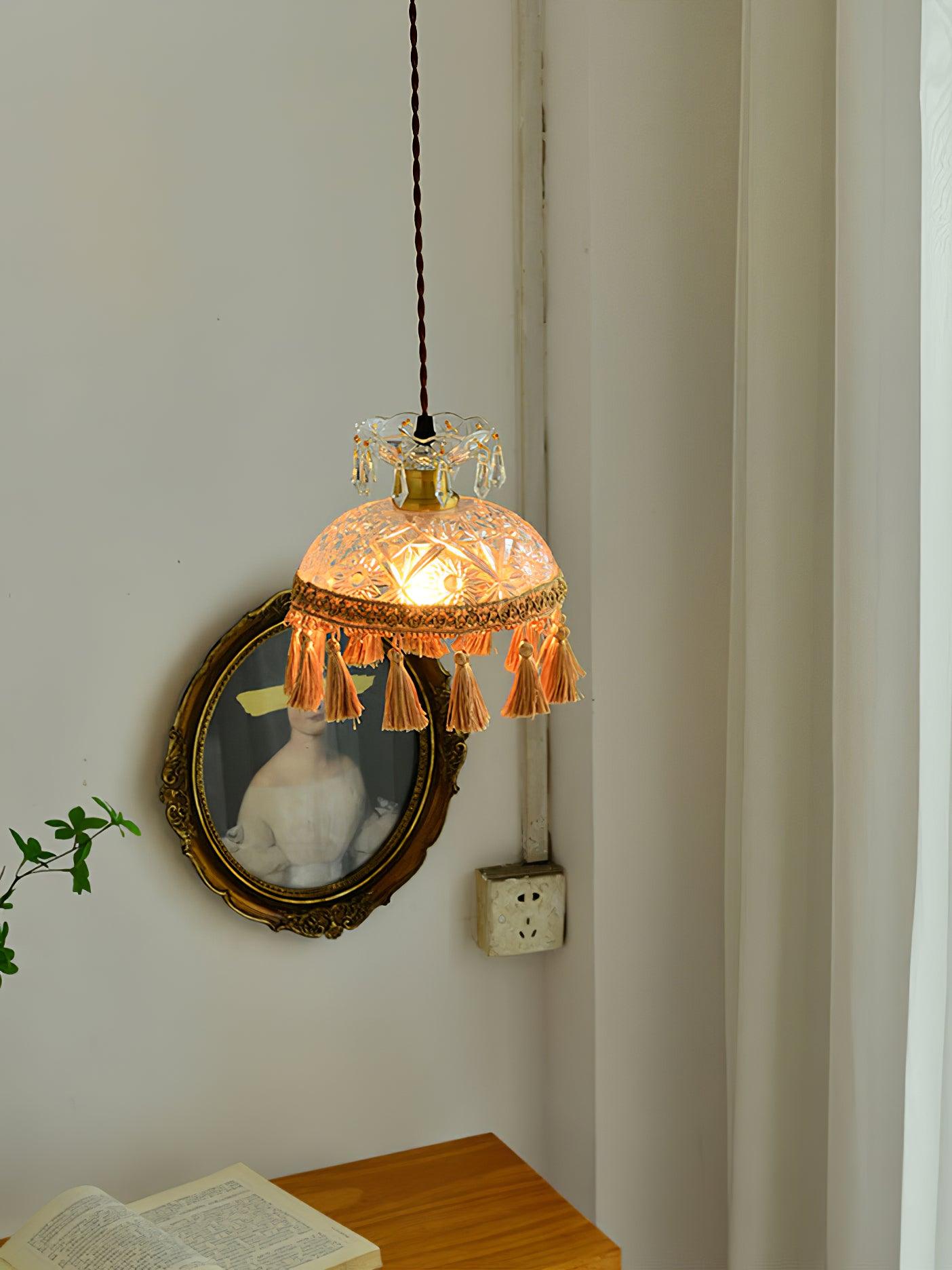 Modern Bowl Tassel Pendant Light - Elegant Ceiling Lighting Fixture for Dining Room, Kitchen Island & Bedroom Decor | Adjustable Hanging Chandelier with Stylish Tassel Design