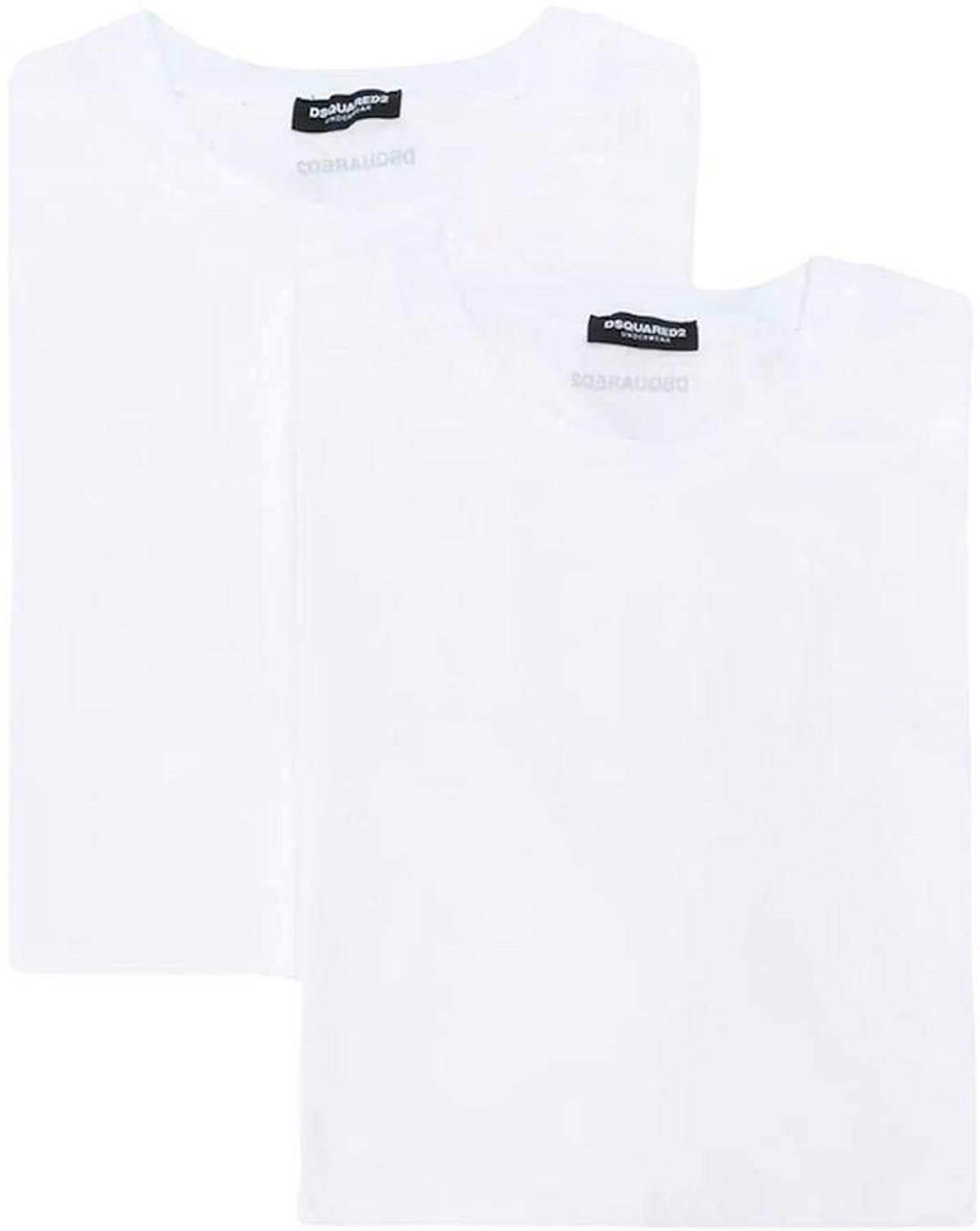 DSQUARED2 Men's Basic White T-Shirts Twin Pack - Soft Cotton Crew Neck Tees for Casual Wear & Layering | Perfect for Everyday Outfits, Gym, and Street Style