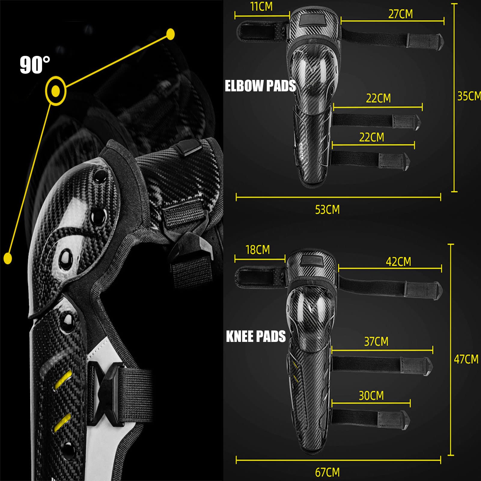 **Motorcycle Elbow & Knee Pads for Adults - Adjustable Knee Shin Guards for Motocross, Mountain Biking & Racing - 4-Piece Protective Gear Set (Ideal for Off-Road, Dirt Biking & Extreme Sports)**