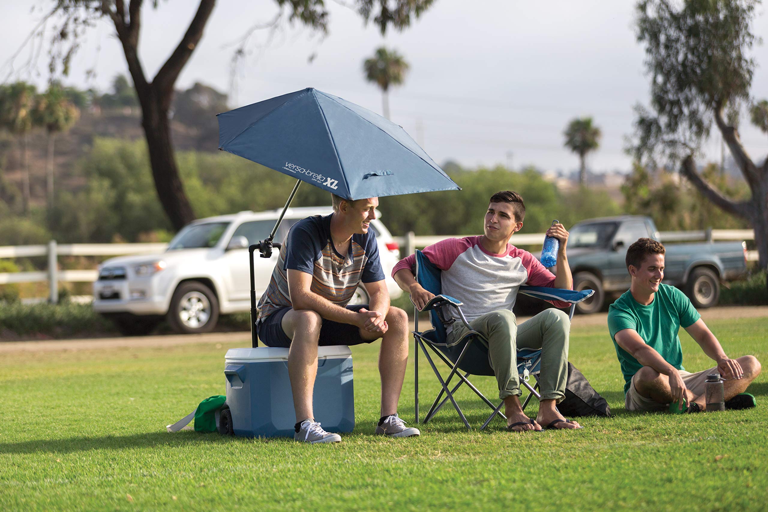 Versa-Brella UPF 50+ Portable Sun Shade Umbrella with 360° Swivel & Secure Clamp - Compact Outdoor Sun Protection for Beach, Golf, Fishing, Camping & Sports Events - Includes Carry Case