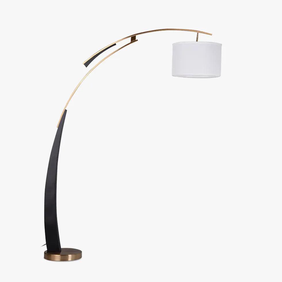 Modern White Cylindrical Arched Floor Lamp - Elegant Home & Office Lighting for Living Room, Bedroom, or Study