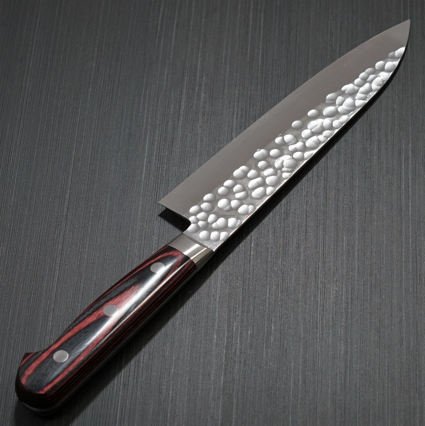 Premium Yoshimi Kato SG2 Hammered Gyuto Chef Knife 180mm - Japanese Damascus Steel Kitchen Knife with Red Pakkawood Handle - Perfect for Sushi, Meat Cutting & Professional Cooking