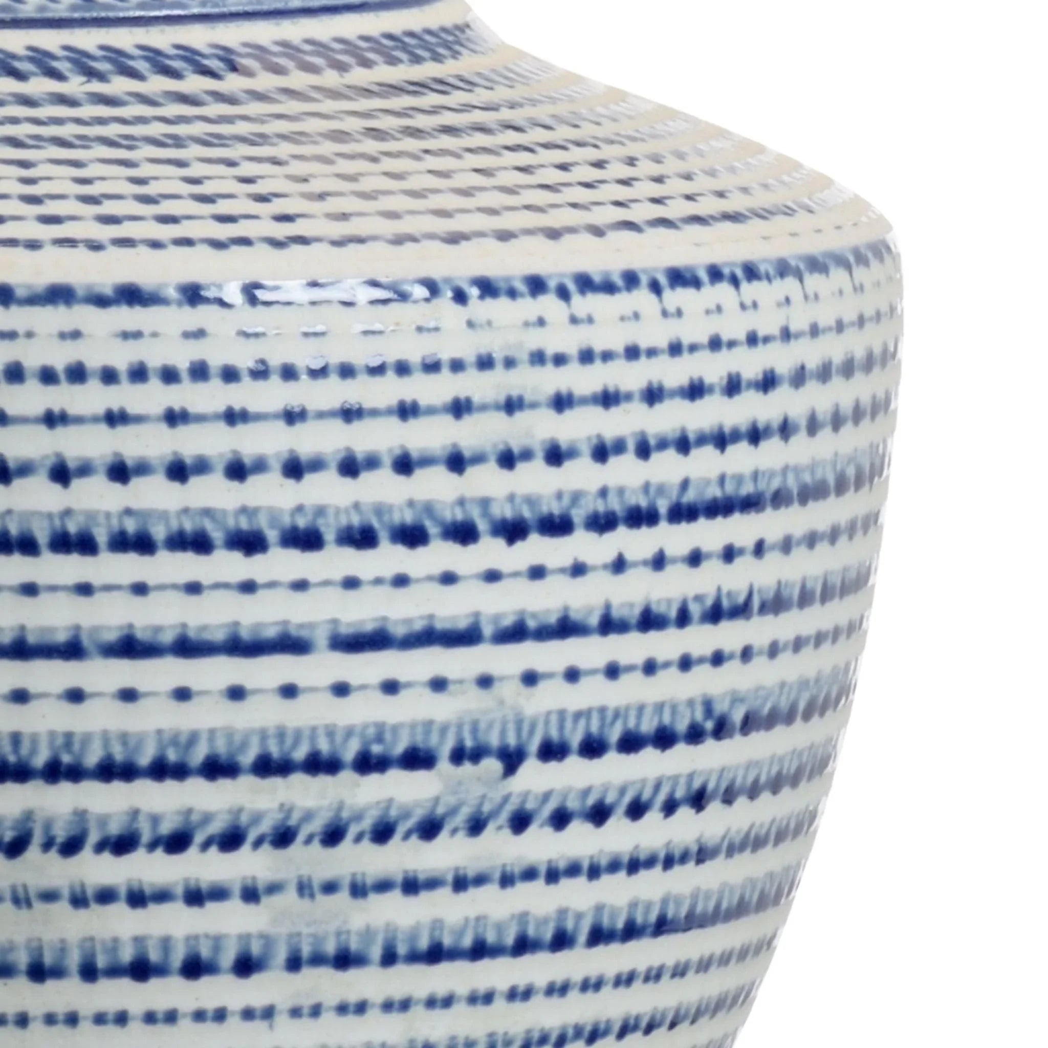 Blue and White Textured Ceramic Table Lamp - Modern Home Decor for Bedroom, Living Room & Office - Handmade Ceramic Lamp with Unique Texture Design