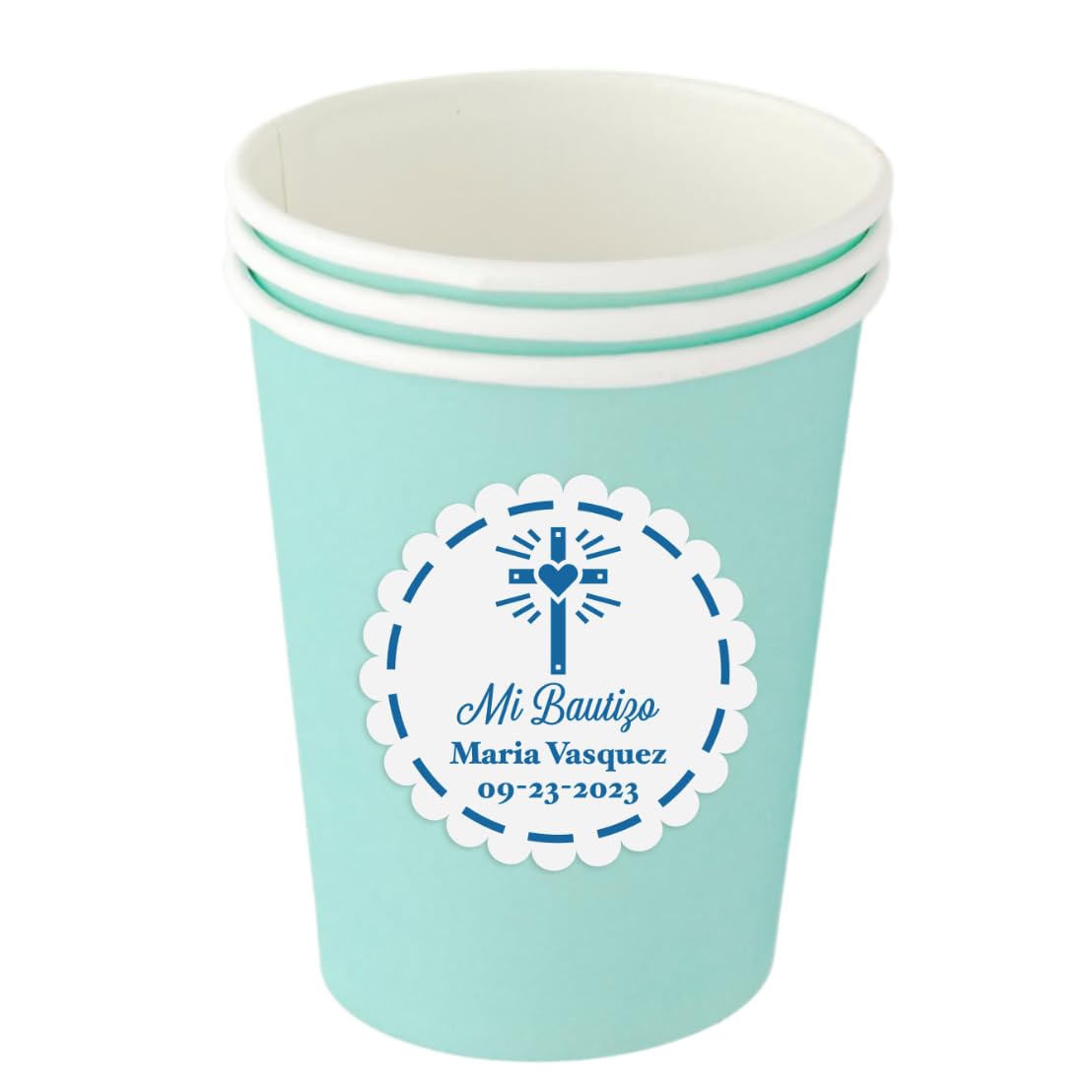 Baptism Stickers - 40 Round Favors for Bautizo Decor & Gifts