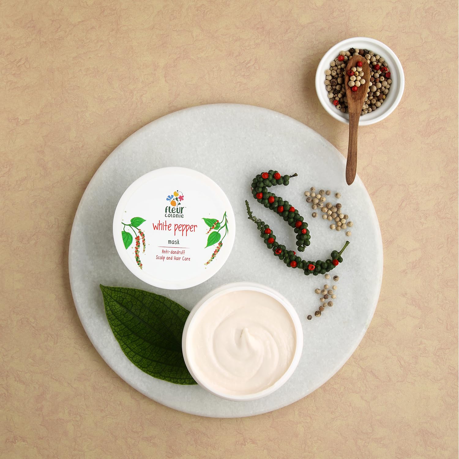 FLEUR COLONIE Anti-Dandruff Hair Mask with White Pepper, Argan Oil & Shea Butter - Deep Conditioning Treatment for Scalp Care & Dandruff Removal - 200g (1 Count) - Perfect for Dry, Itchy Scalp & Damaged Hair