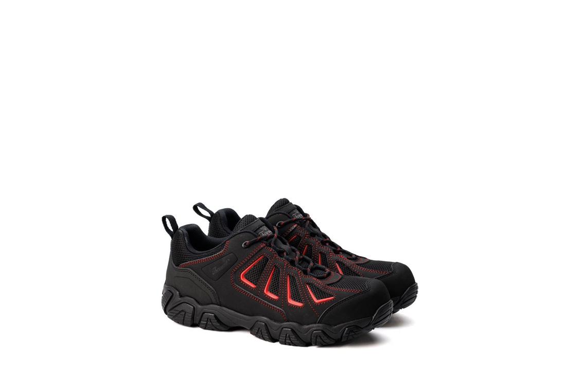 Crosstrex Series SD Ox Hiker Composite Toe Work Shoes for Men - Black & Red | Lightweight Safety Boots for Construction, Hiking & Outdoor Work