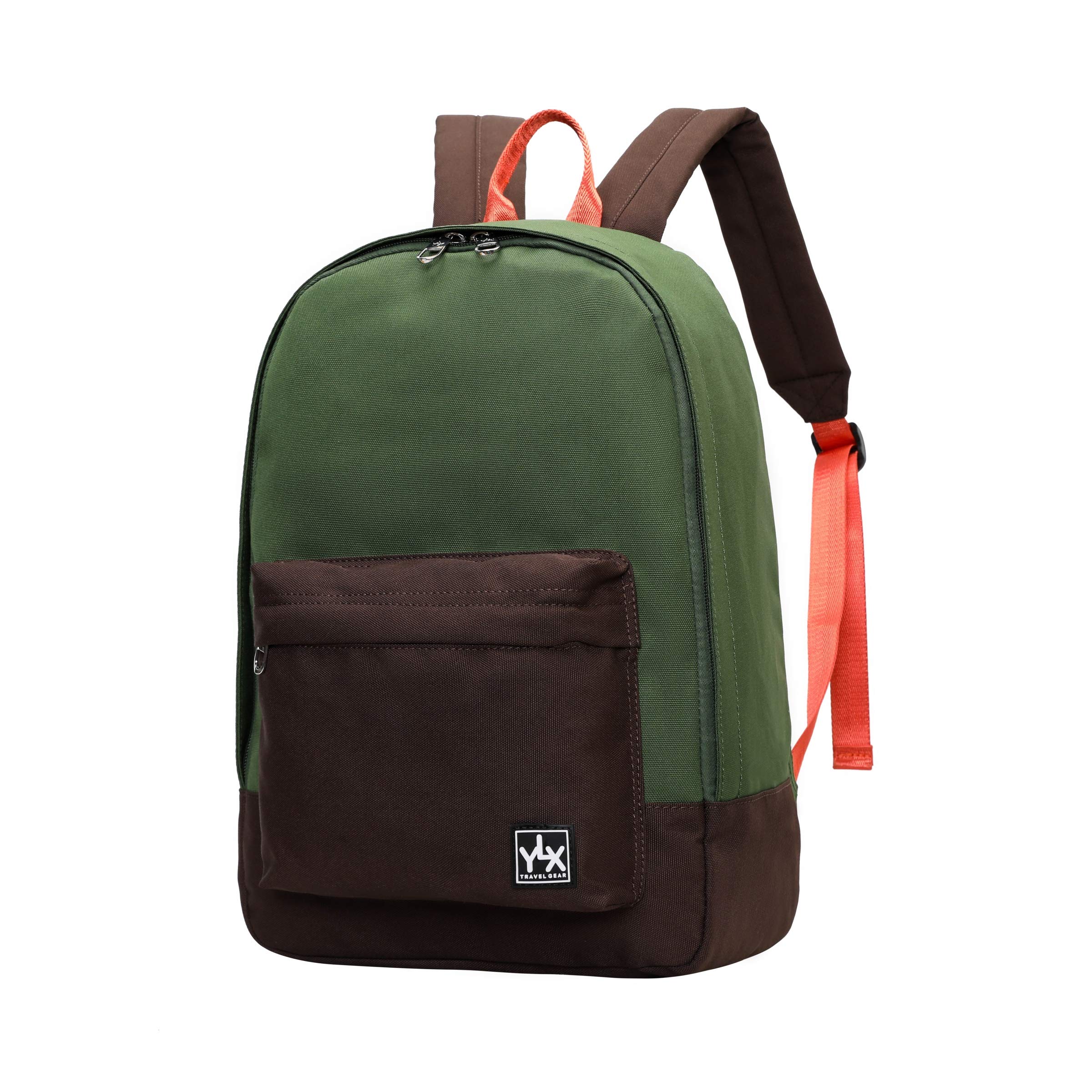 YLX Classic Eco-Friendly Travel Laptop Backpack - Stylish Computer Bag for Men & Women, Perfect for University & School, Fits 15” Laptops, Ideal for Work, Commute & Outdoor Adventures (Army Green & Dark Brown)