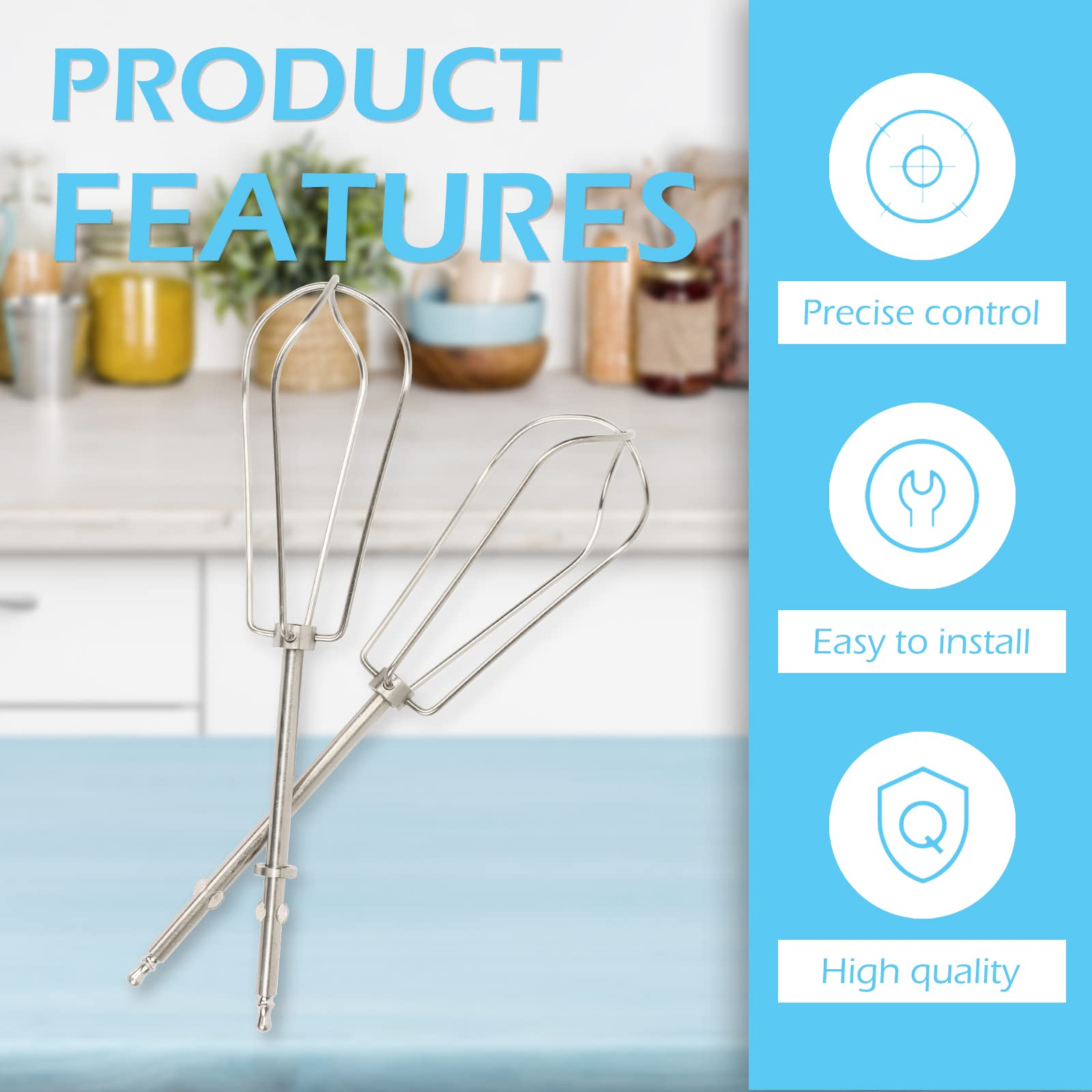 Cuisinart Hand Mixer Beaters Replacement - Compatible with CHM, HM-50, HM-70, 9 7 5 3 Series - Stainless Steel Mixer Attachments for Baking, Whipping & Blending - Perfect for Cookies, Cakes & Dessert Preparation