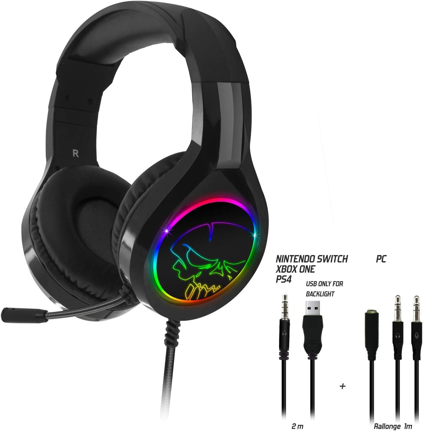 SPIRIT OF GAMER PRO-H8 Gaming Headset with Noise-Canceling Mic, RGB LED Lights, Multi-Platform Compatibility for PS5, Xbox Series X, PC, PS4, Xbox One - Perfect for Competitive Gaming & Immersive Audio Experience