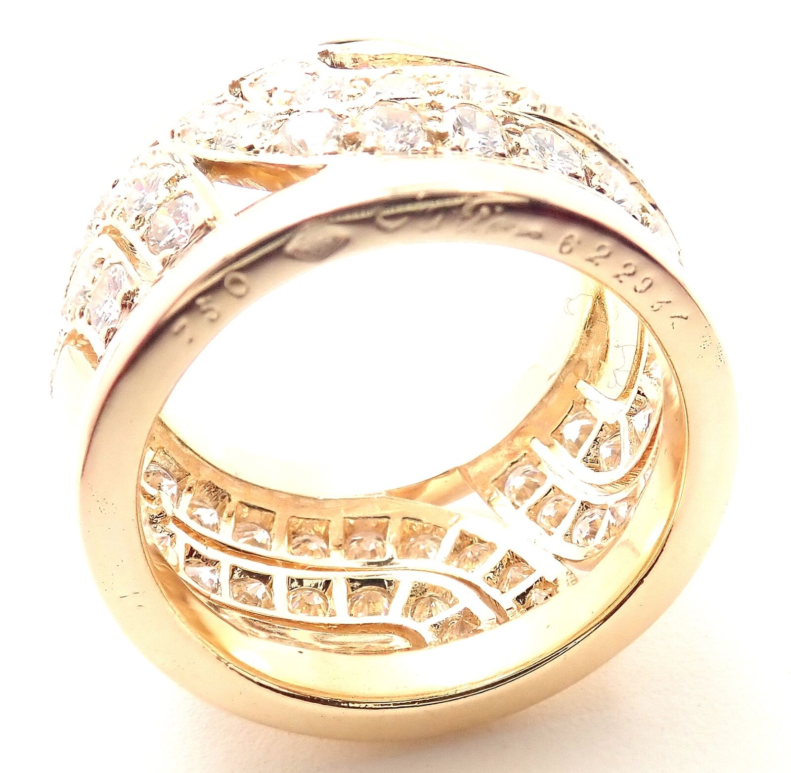 Authentic Cartier 18K Yellow Gold Diamond Wide Band Ring - Size 51 (US 5.75) - Luxury Wedding Band for Women, Perfect for Engagement, Anniversary & Special Occasions
