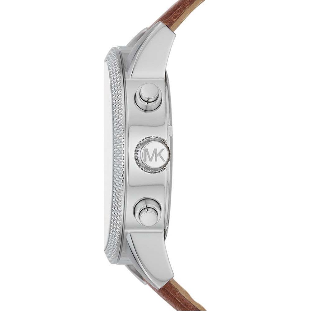 Michael Kors Men's Hutton Chronograph Stainless Steel Watch with Leather Strap - 43mm Case, Water Resistant, Luxury Dress Watch for Business, Casual & Formal Occasions