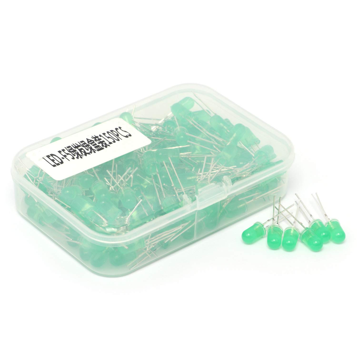 150Pcs 5mm RGB Multicolor Fast Flashing LED Diode Lights - Bright Electronics Components for DIY Projects, Home Decor, Stage Lighting, and Automotive Customization (Green)