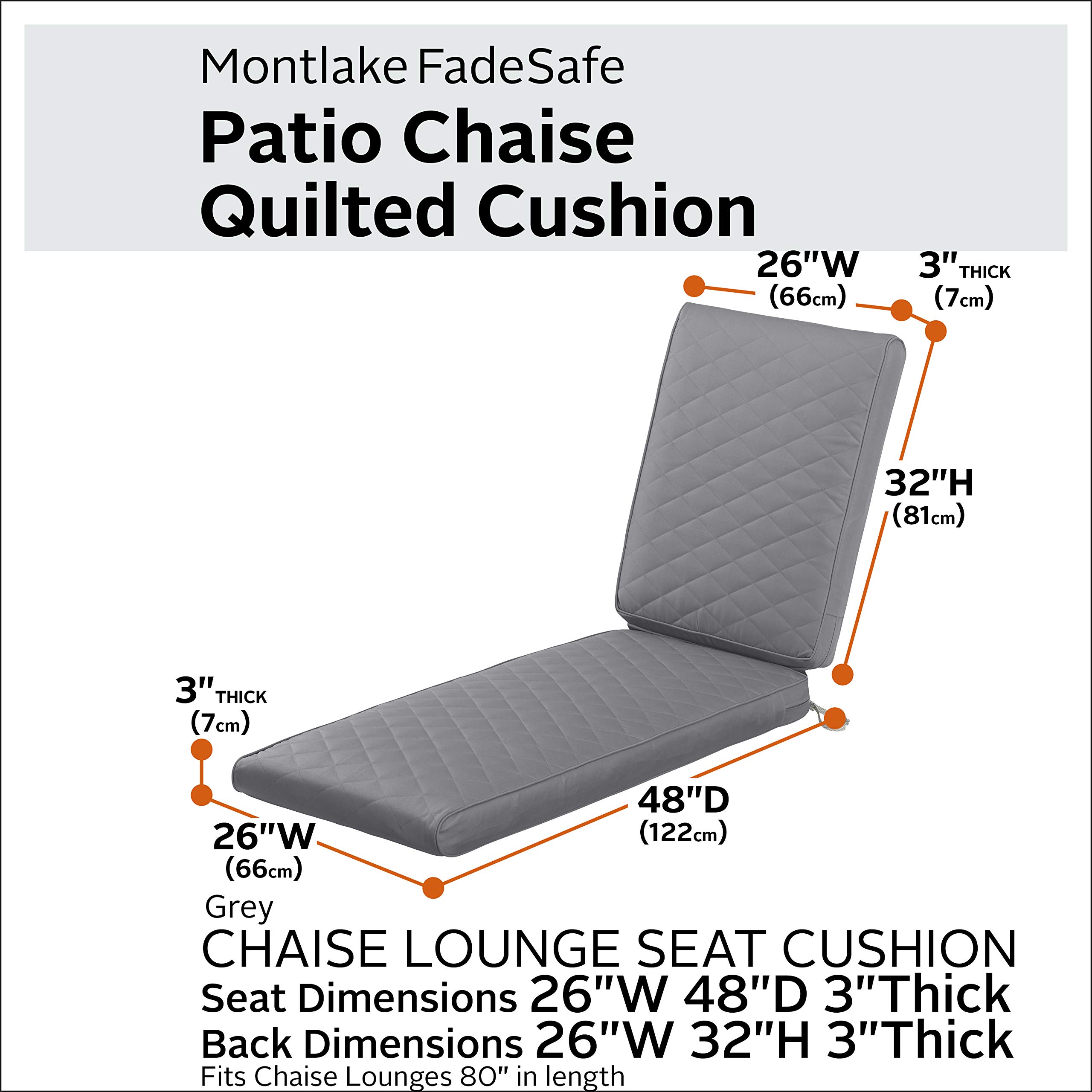 Classic Accessories Montlake Outdoor Chaise Lounge Cushion - 80