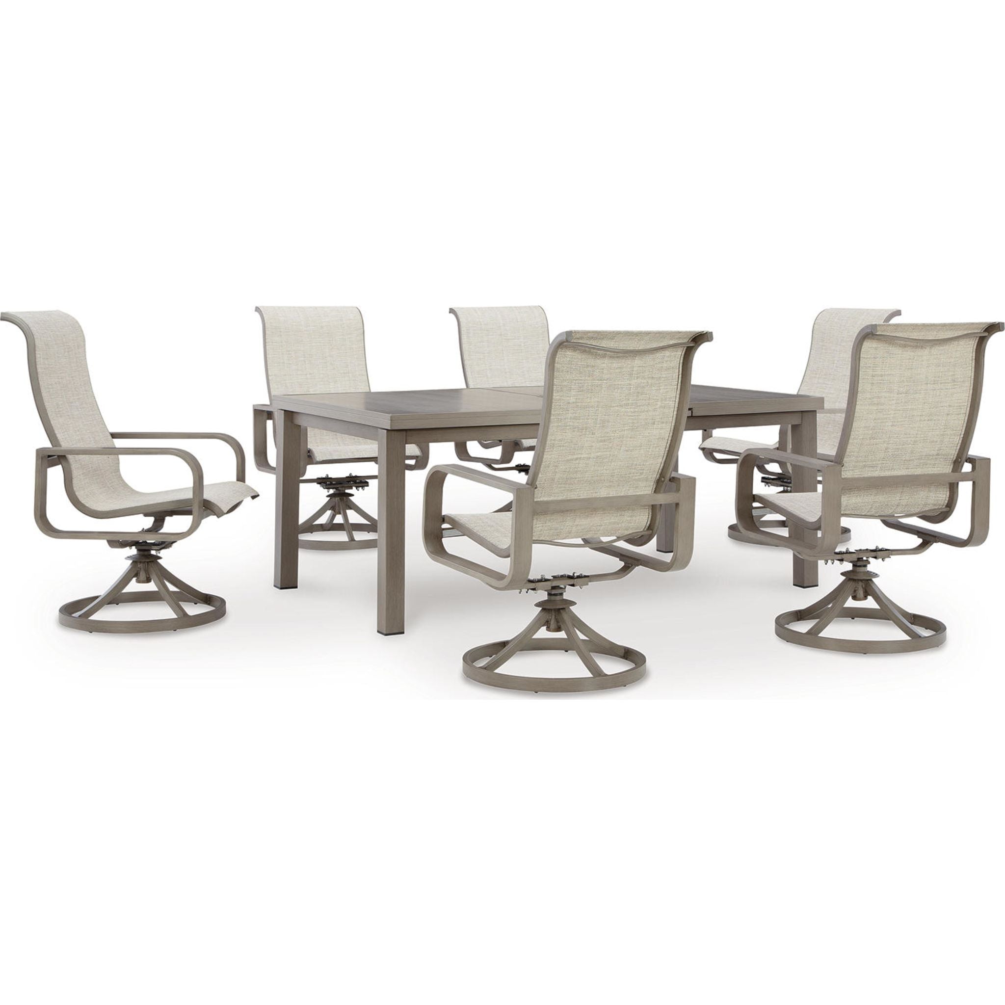 7-Piece Beige Outdoor Dining Set for Beachfront & Patio - Waterproof Wicker Furniture with Cushions for Backyard, Poolside & Garden