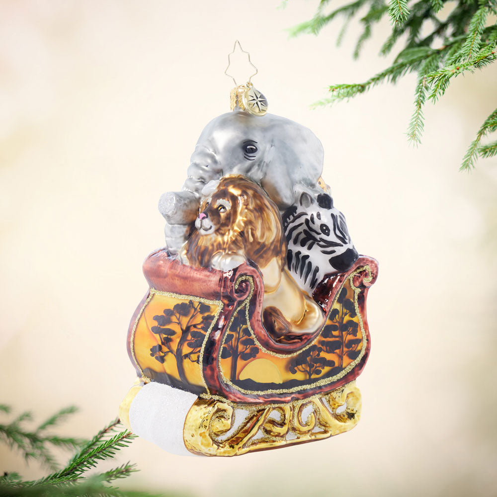 Serengeti Sleigh Ride - Premium Wooden Christmas Holiday Decor for Home & Office - Perfect for Holiday Parties, Winter Weddings & Festive Decorations