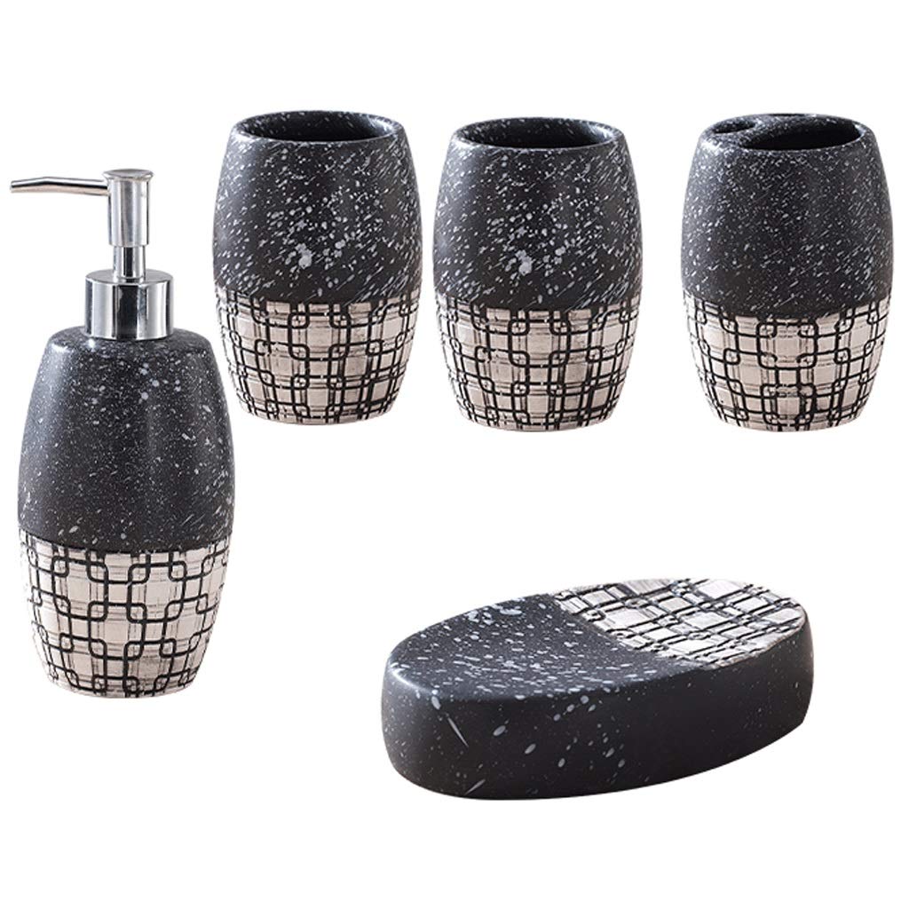 5-Piece Snowflake Matt Embossed Soap Dispenser Set - Elegant Bathroom Countertop Accessory for Liquid Soap & Lotion | Perfect for Home, Hotel, and Spa Decor