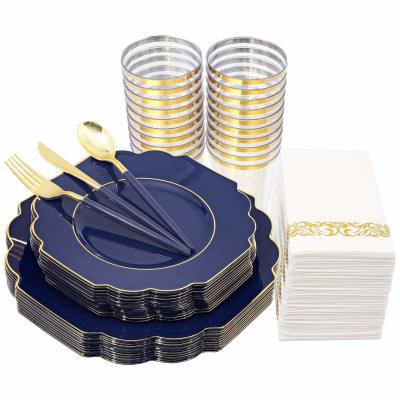A Night to Remember: Elegance Redefined with Our Blue and Gold Dinnerware Set