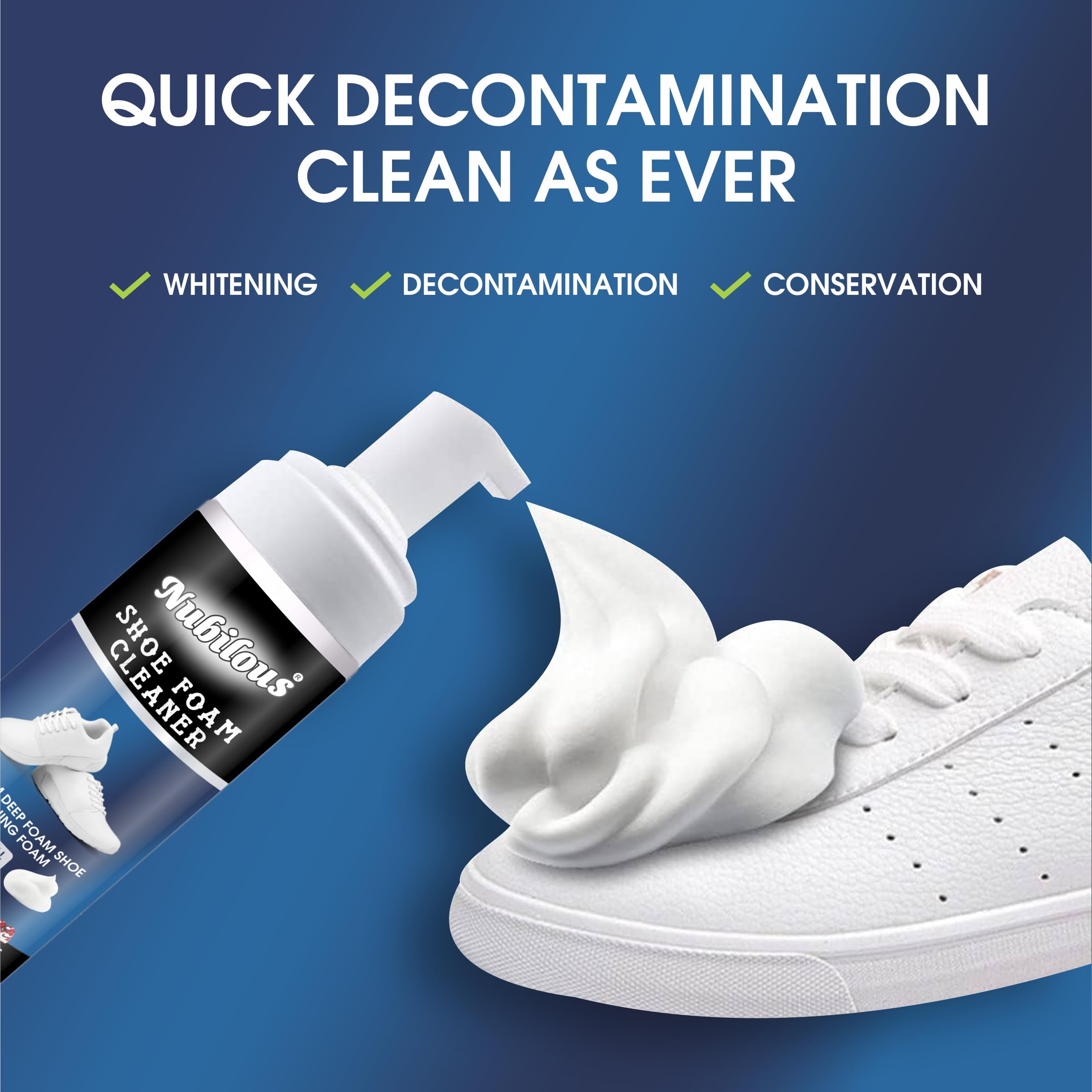 Nubilous Sneaker Cleaner for White Shoes | Foam Cleaning Kit for Nubuck, Canvas, Knit & Sports Shoes | Gentle Shoe Cleaner for Trainers, Running & Casual Wear | Perfect for Gym, Workouts & Everyday Use