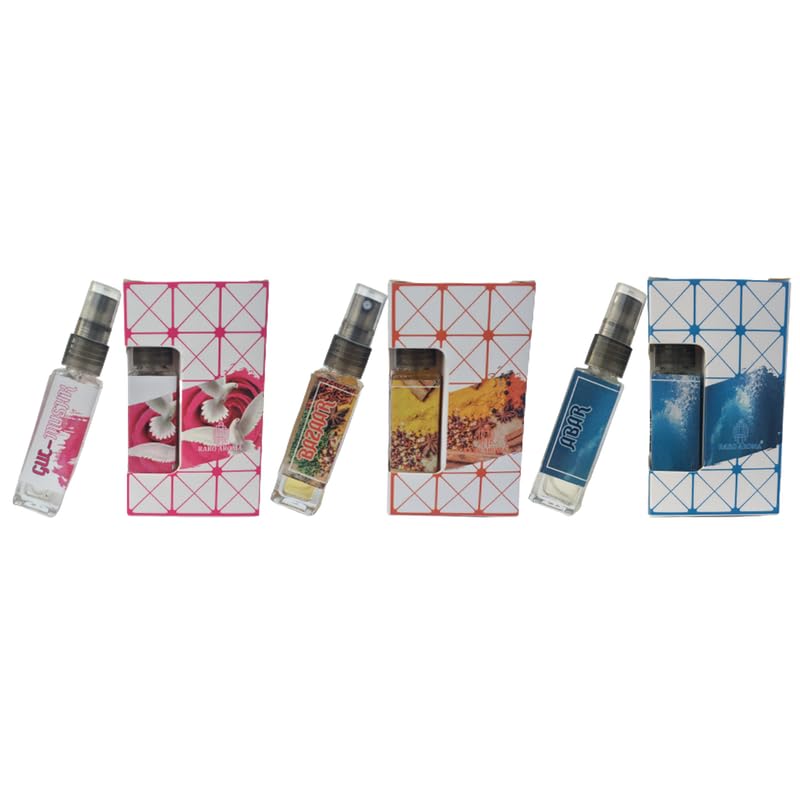 Raro Aroma Premium Luxury Long-Lasting Eau De Parfum | Designer Inspired Unisex Fragrance | 8ml x 3 Bottles Pocket Combo | Perfect for Travel, Gifting & Daily Wear | Gul-Mushk Bazaar Abar Scent
