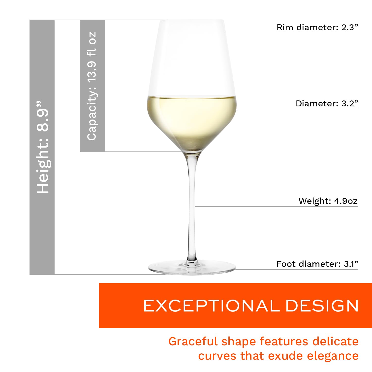 Premium Stölzle Lausitz STARlight Crystal White Wine Glasses Set of 6 - 13.75oz Lead-Free, Dishwasher Safe & Shatter-Resistant Long Stem Glasses for Elegant Dining, Wedding Gifts & Fine Wine Tasting
