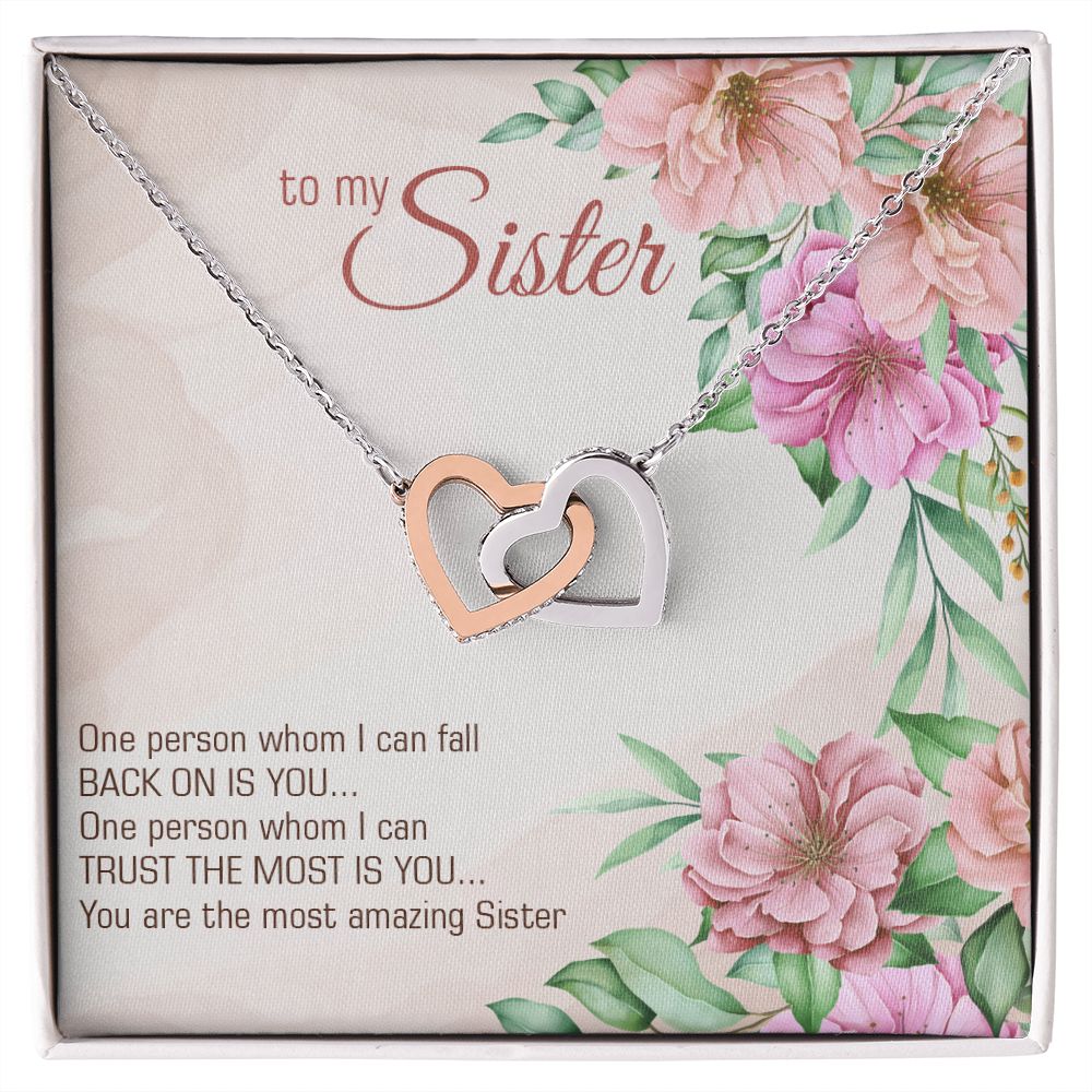 Interlocking Hearts Necklace for Sister - Perfect Birthday & Christmas Gift for Women - Elegant Jewelry for Sister's Day, Anniversary or Special Occasions