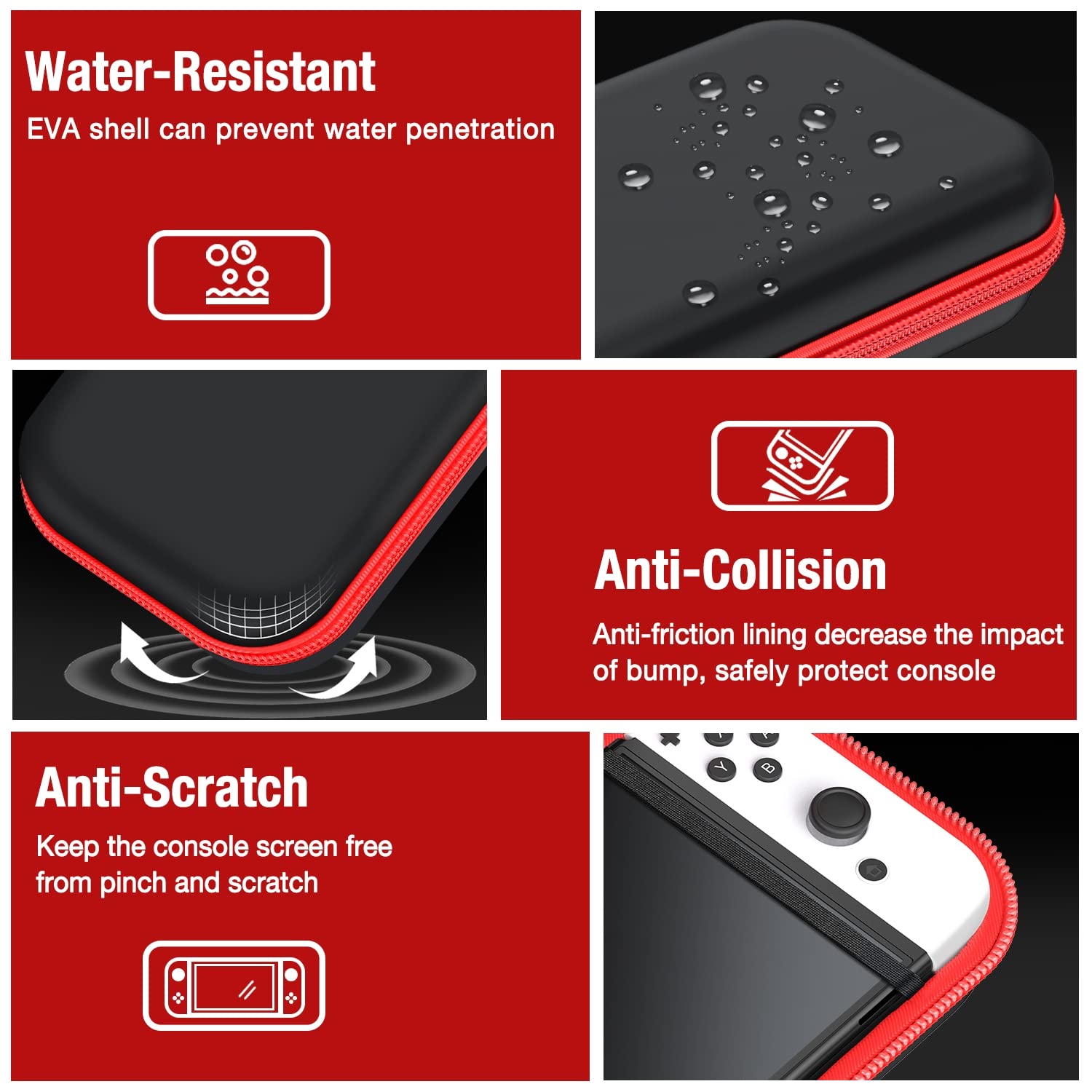 Premium Hard Shell Carrying Case for Nintendo Switch & OLED - Protective Travel Case with Storage for Accessories & Games (Black) | Perfect for Gaming On-The-Go & Travel Protection