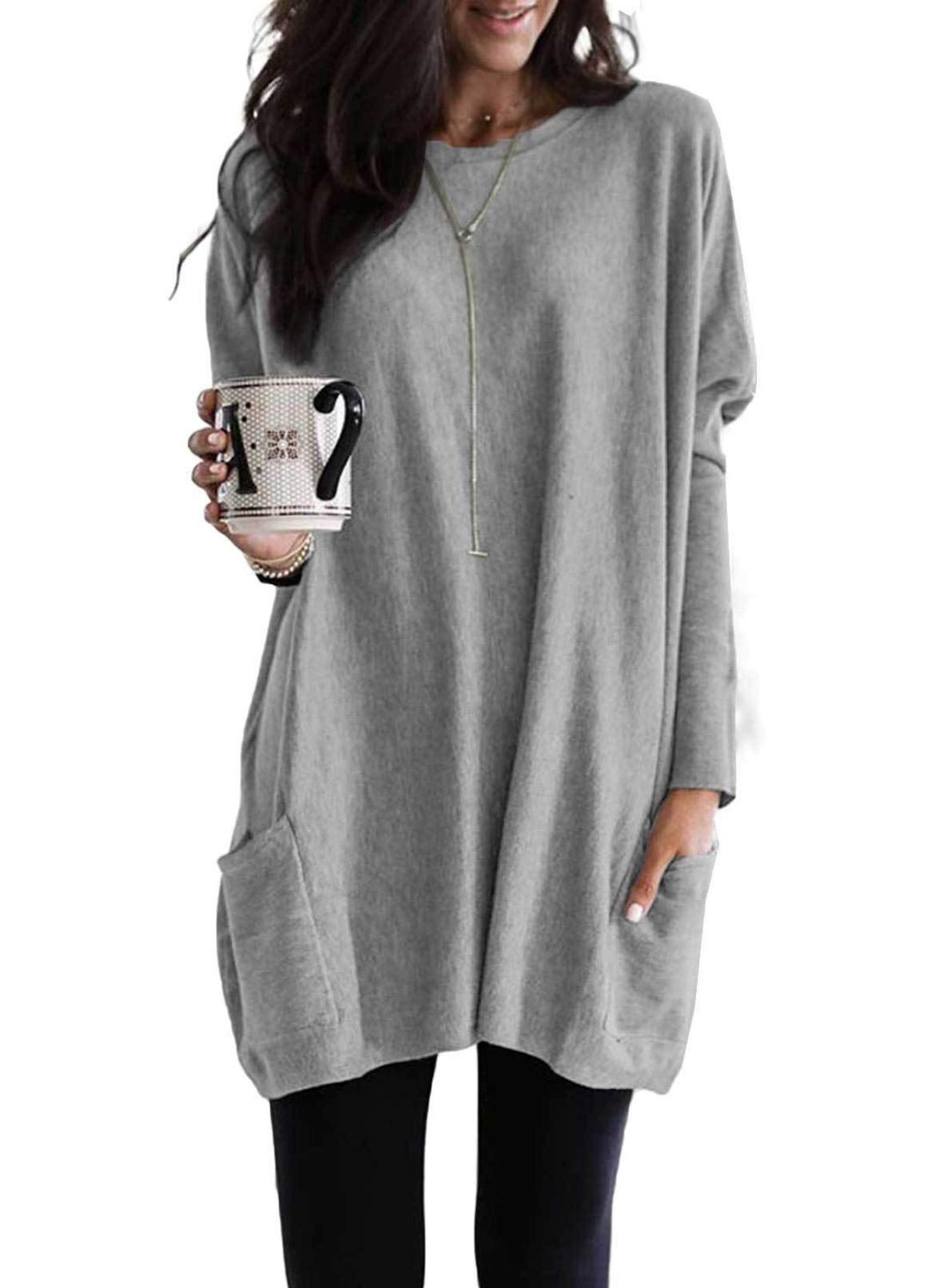 Dokotoo Women's 2025 Spring Casual Long Sleeve Shirts - Lightweight Sweatshirt Tunic Tops with Pockets for Work, Travel & Everyday Wear