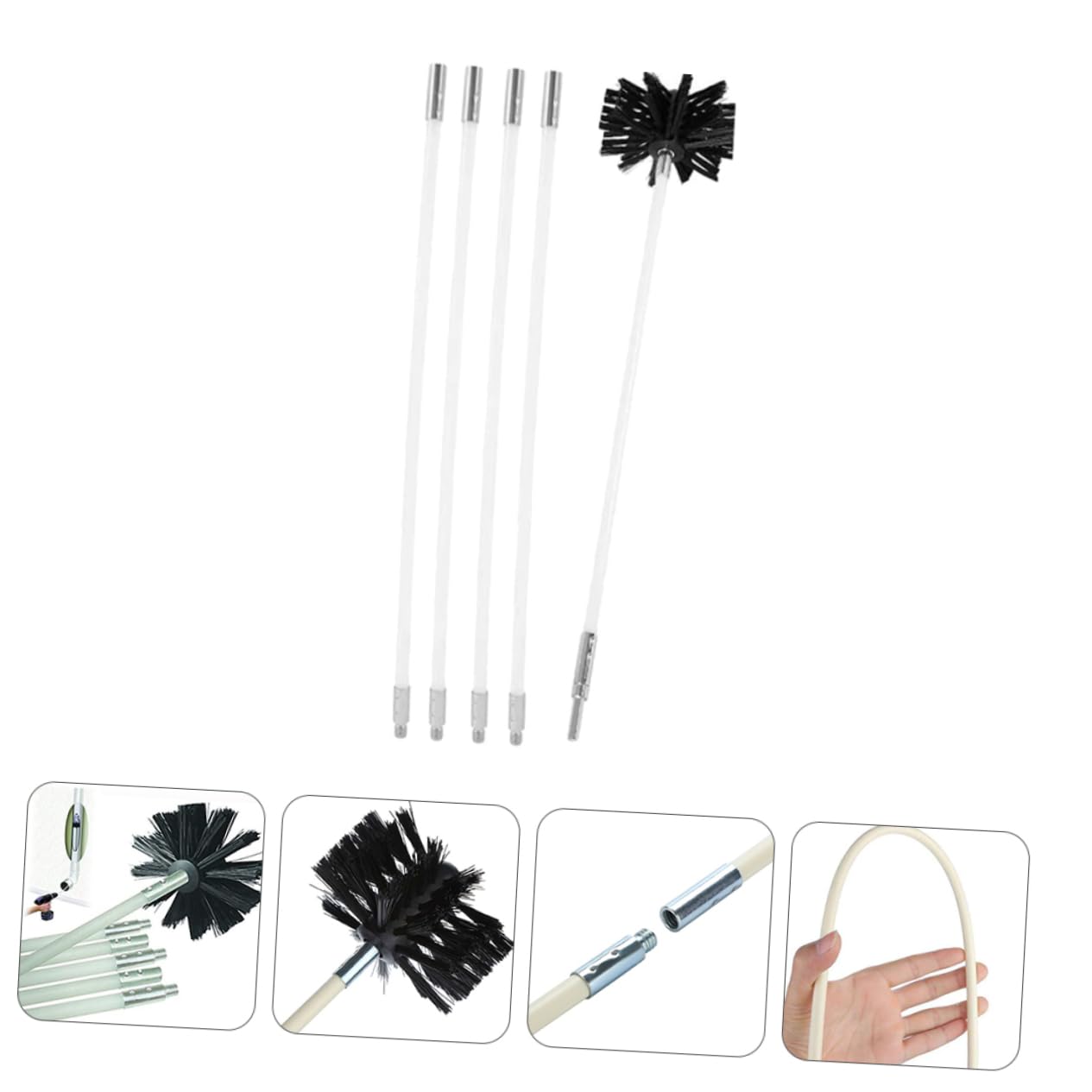 1 Set Inner Wall Cleaning Brush Kit - Dryer Duct, Fireplace Chimney & Washing Machine Cleaning Tool with Nylon Bristles & Galvanized Iron Wire - Perfect for Home, HVAC, and Appliance Maintenance