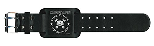 Iron Maiden The Final Frontier Official Black Leather Wristband - Band Logo Bracelet for Rock Music Fans & Concert Merchandise Collection
