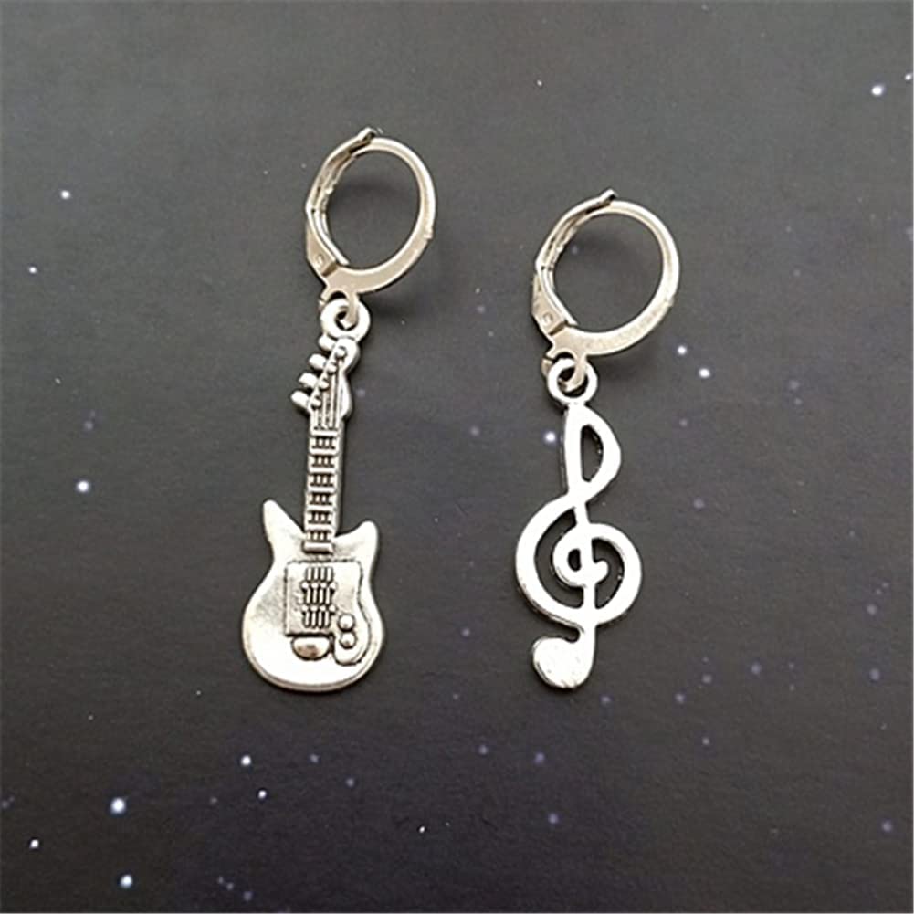 Stylish Guitar & Music Note Earrings - Mismatched Lever Back Minimalist Jewelry for Music Lovers | Perfect for Concerts, Gifts & Everyday Wear