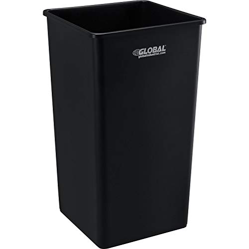 50 Gallon Black Square Plastic Trash Can for Industrial & Commercial Use - Heavy Duty Waste Bin for Offices, Warehouses, Restaurants & Outdoor Spaces