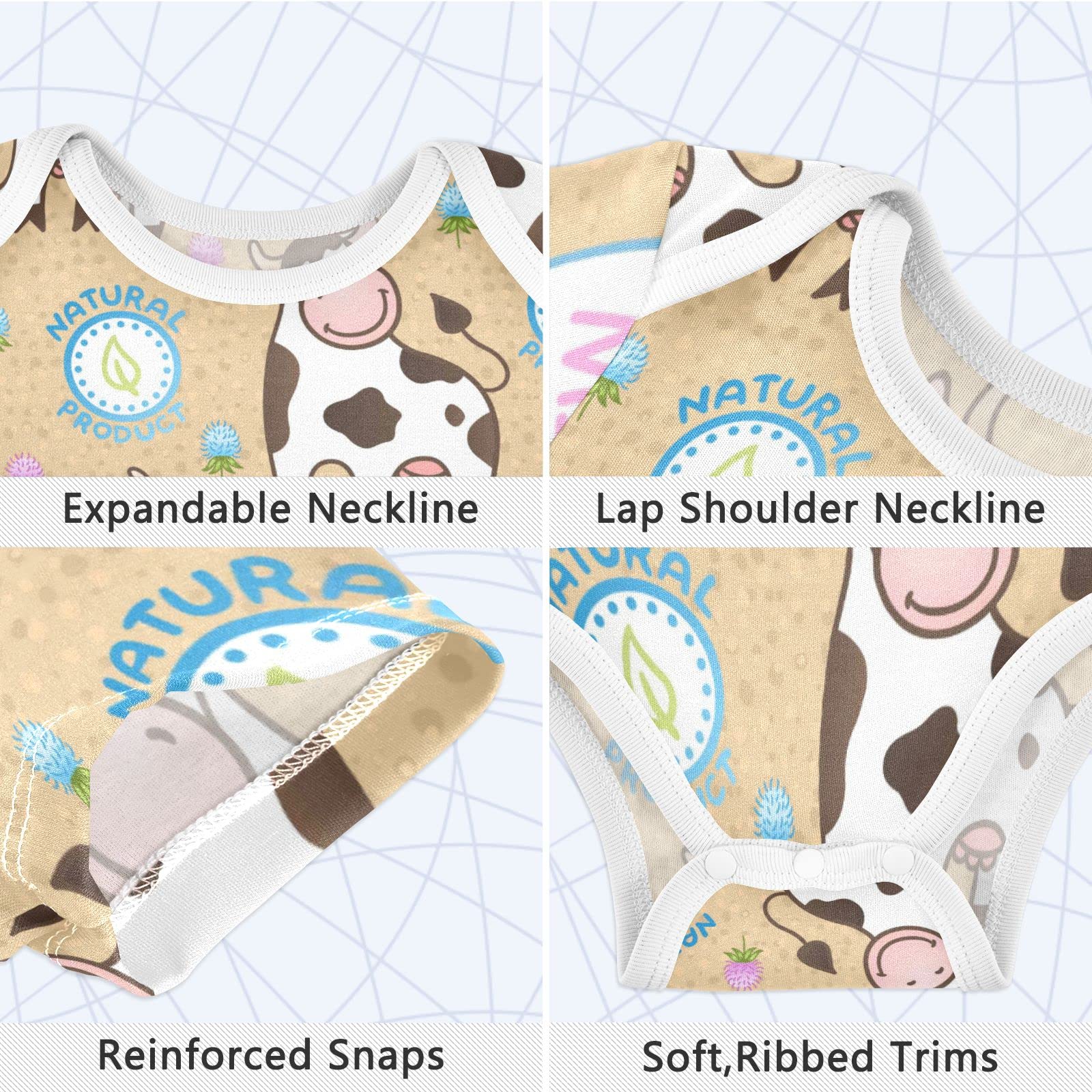 Adorable Cow Print Baby Bodysuit - Unisex Short Sleeve Romper for Infants 3-6 Months | Soft Cotton Onesie for Boys & Girls | Perfect for Playtime, Photo Shoots & Everyday Wear
