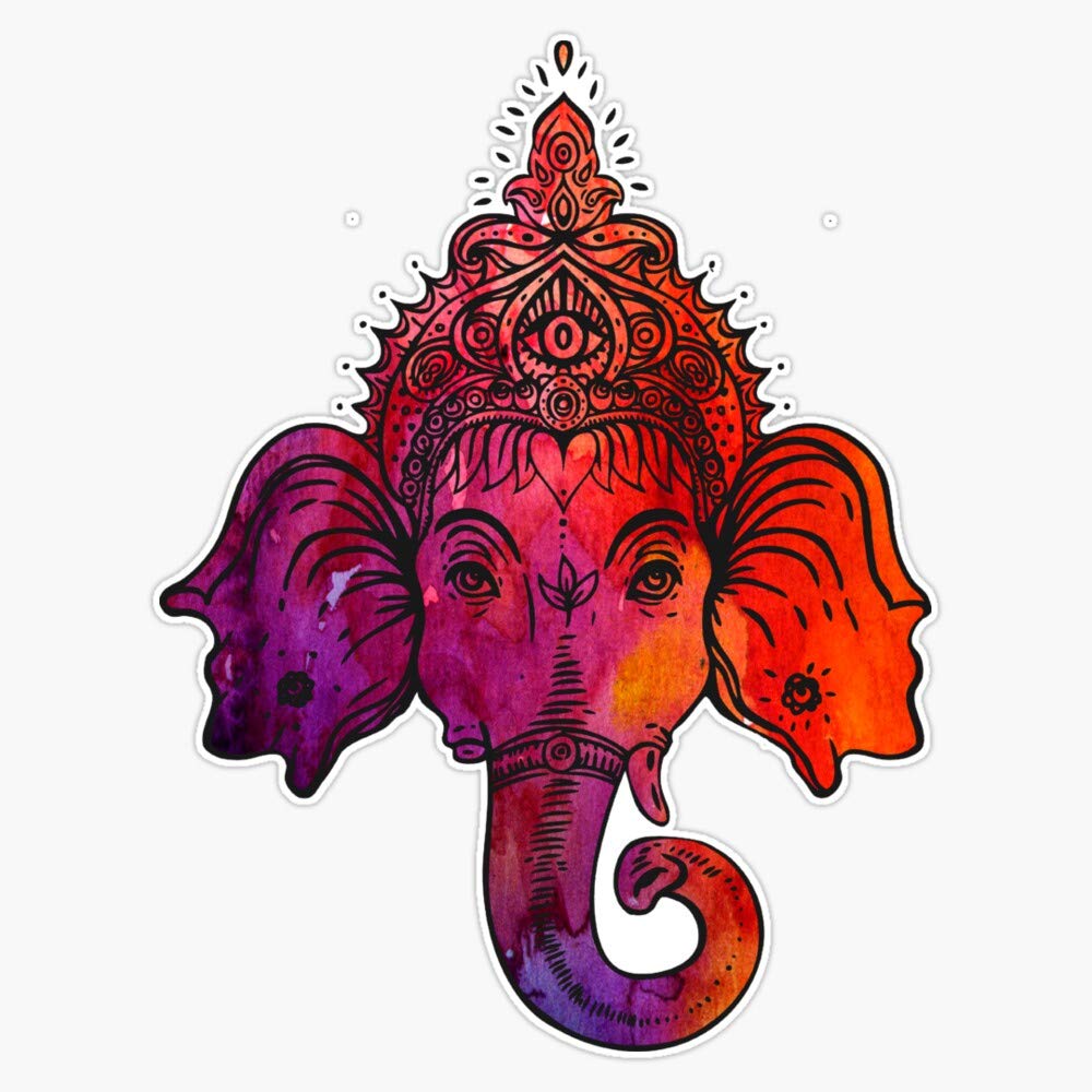 5 Inch Waterproof Ganesha Vinyl Sticker - Durable Bumper Decal for Cars, Laptops & Yoga Mats | Perfect for Spiritual Decor & Personalization - EVAN-YOGA-STICKERS-085