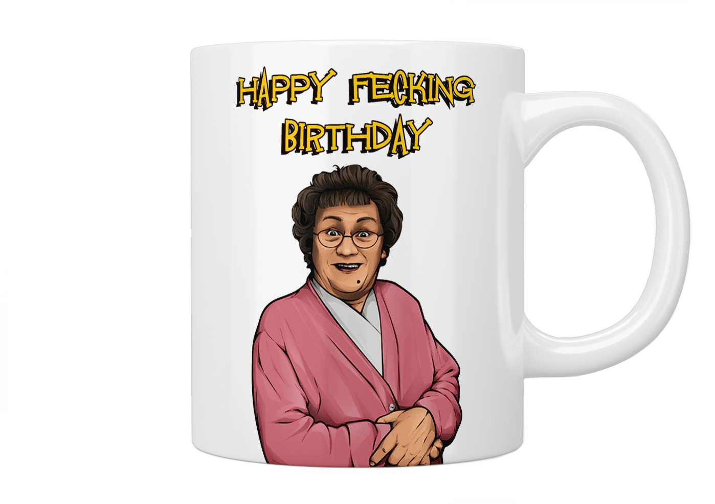 Mrs Brown’s Boys Happy Fecking Birthday Coffee Mug - Funny TV Show Themed Gift for Fans - Perfect for Birthday Parties, Office Gifts & Irish Comedy Lovers