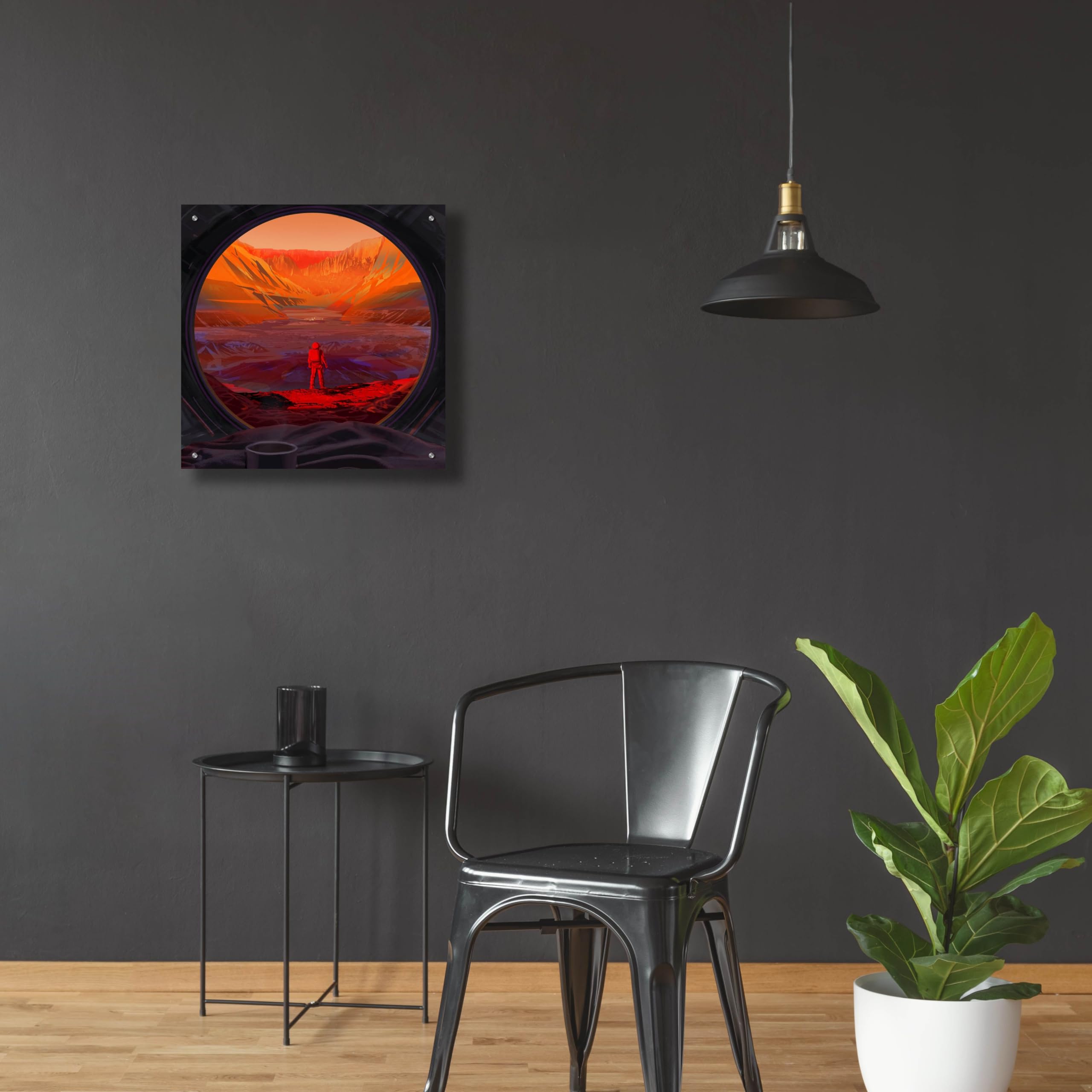 Epic 'On Mars' Acrylic Glass Wall Art - 24x24 Inches Modern Space Decor for Living Room, Bedroom & Office - Premium Framed Canvas Print for Home & Office Decoration
