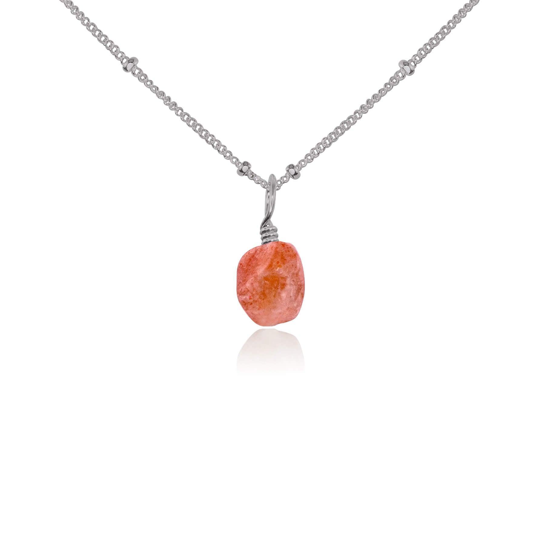 Natural Raw Sunstone Pendant Necklace - Dainty Healing Crystal Jewelry for Women - Perfect for Spiritual Healing, Meditation & Everyday Wear