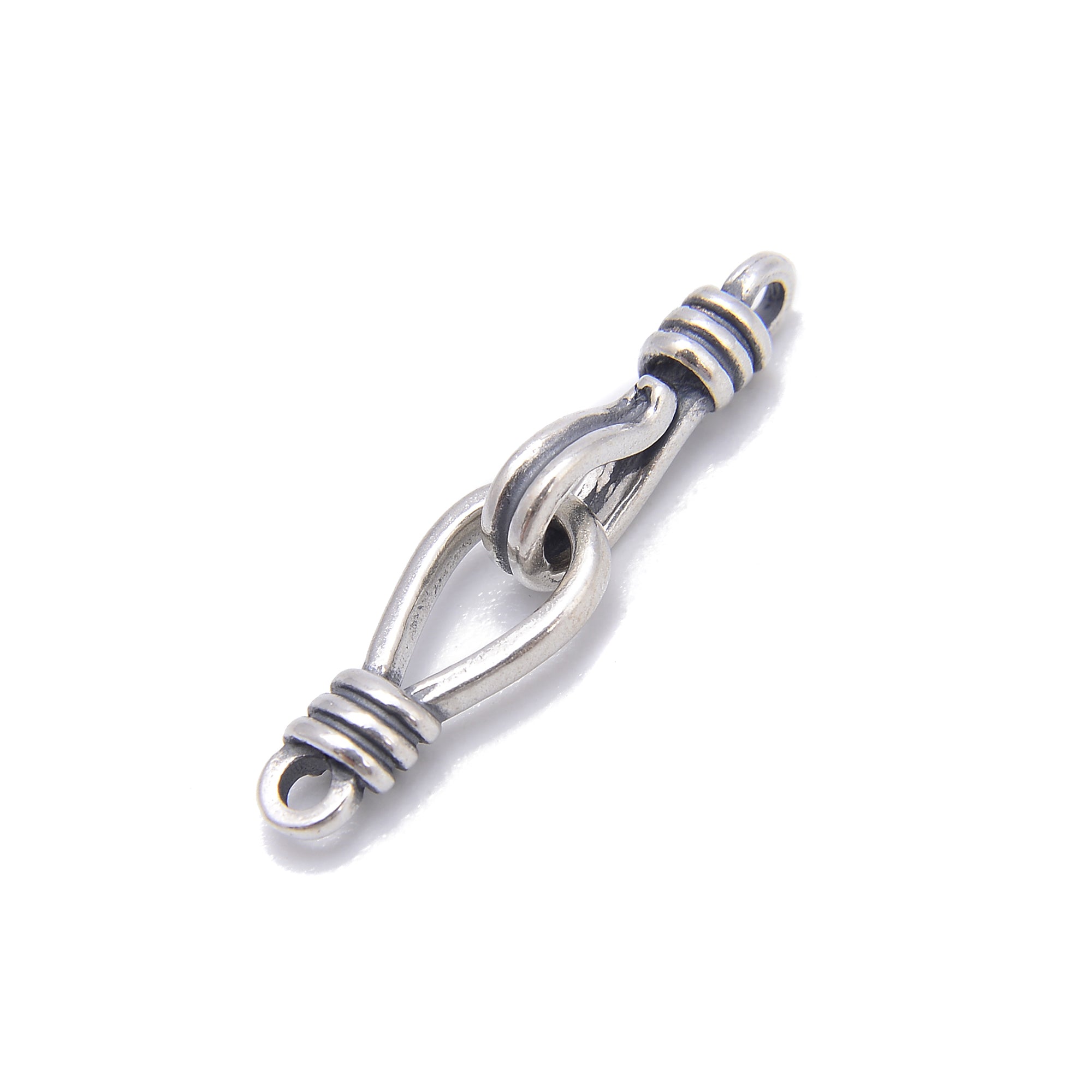 925 Sterling Silver Double Rope Clasp - Anti-Tarnish, Size 6x33mm (2Pcs/Bag) - Perfect for Jewelry Making, Bracelets & Necklace DIY Projects