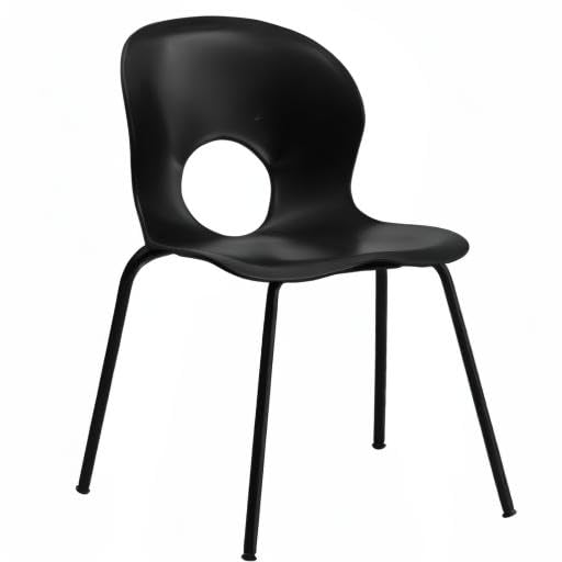 Flash Furniture 5-Pack HERCULES Series 770 lb. Capacity Stackable Plastic Chairs - Heavy Duty Black Stacking Chairs with Metal Frame for Events, Banquets, and Conference Rooms