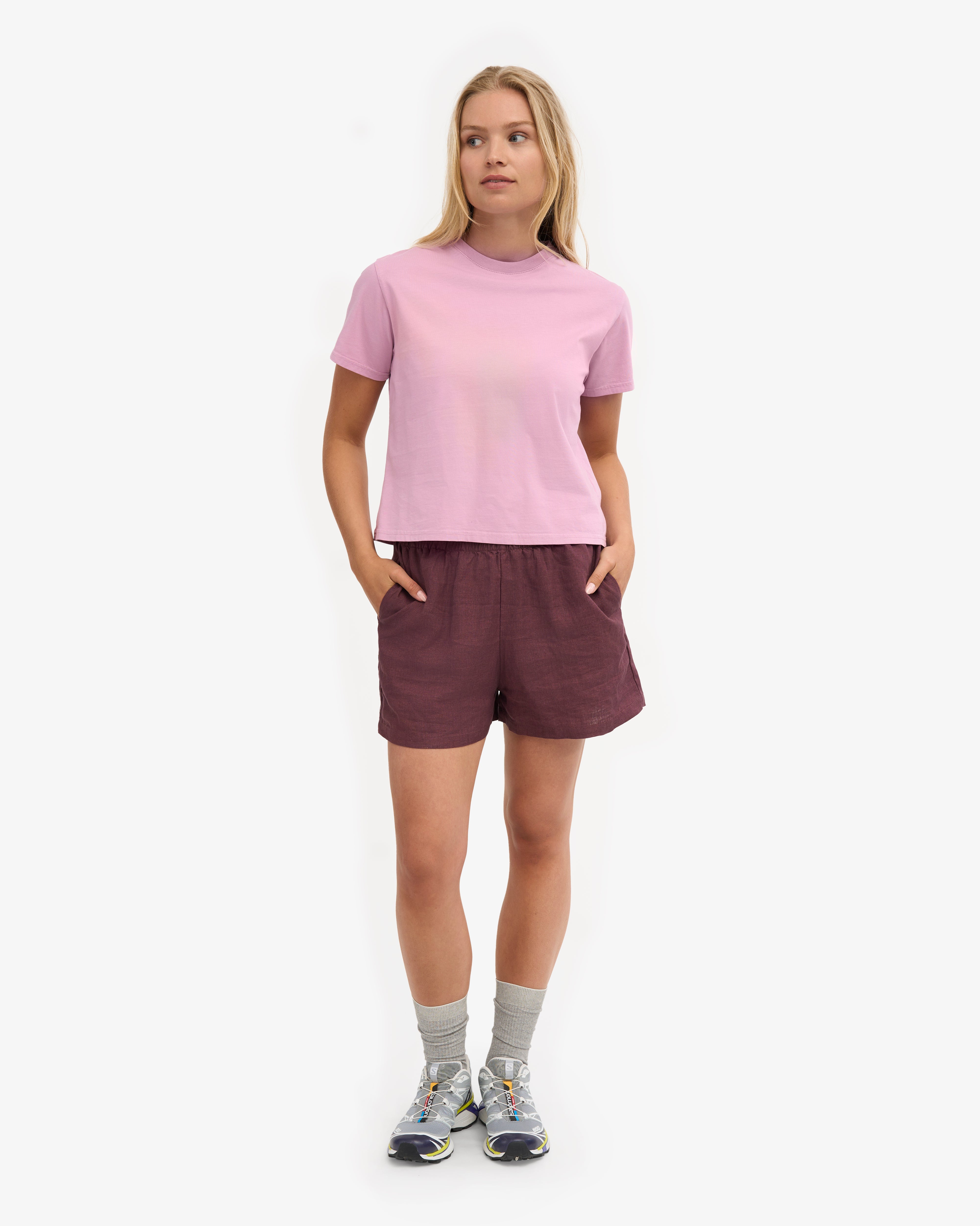 Stylish Linen Shorts for Women - Oxblood Red | Comfortable & Breathable Summer Shorts for Casual Wear, Beach, and Travel