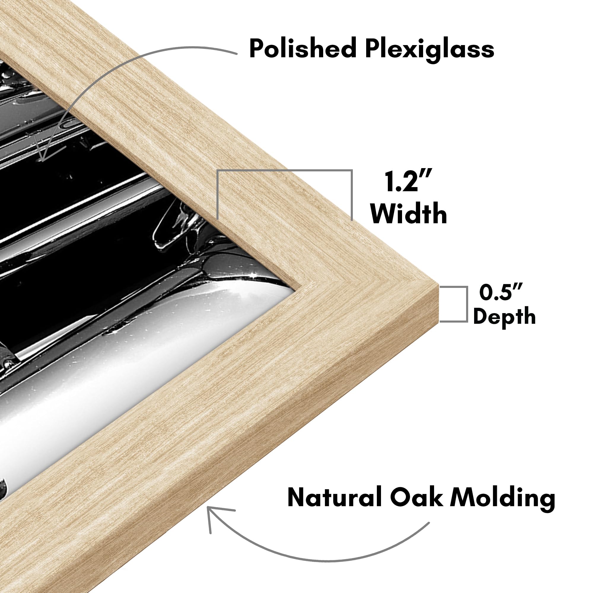 Americanflat 18x24 Poster Frame with Polished Plexiglass - Premium Engineered Wood Picture Frame for Wall Display (Horizontal/Vertical) - Natural Oak Finish - Perfect for Home Decor, Office Art & Gallery Displays