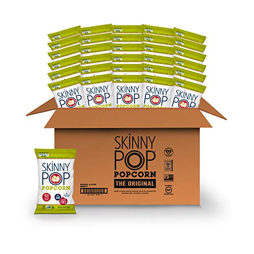 SkinnyPop Original Popcorn - 30 Pack of 0.65oz Gluten Free Healthy Snack Bags | Low Calorie Air Popped Popcorn for Office, School Lunch & Movie Night Snacking