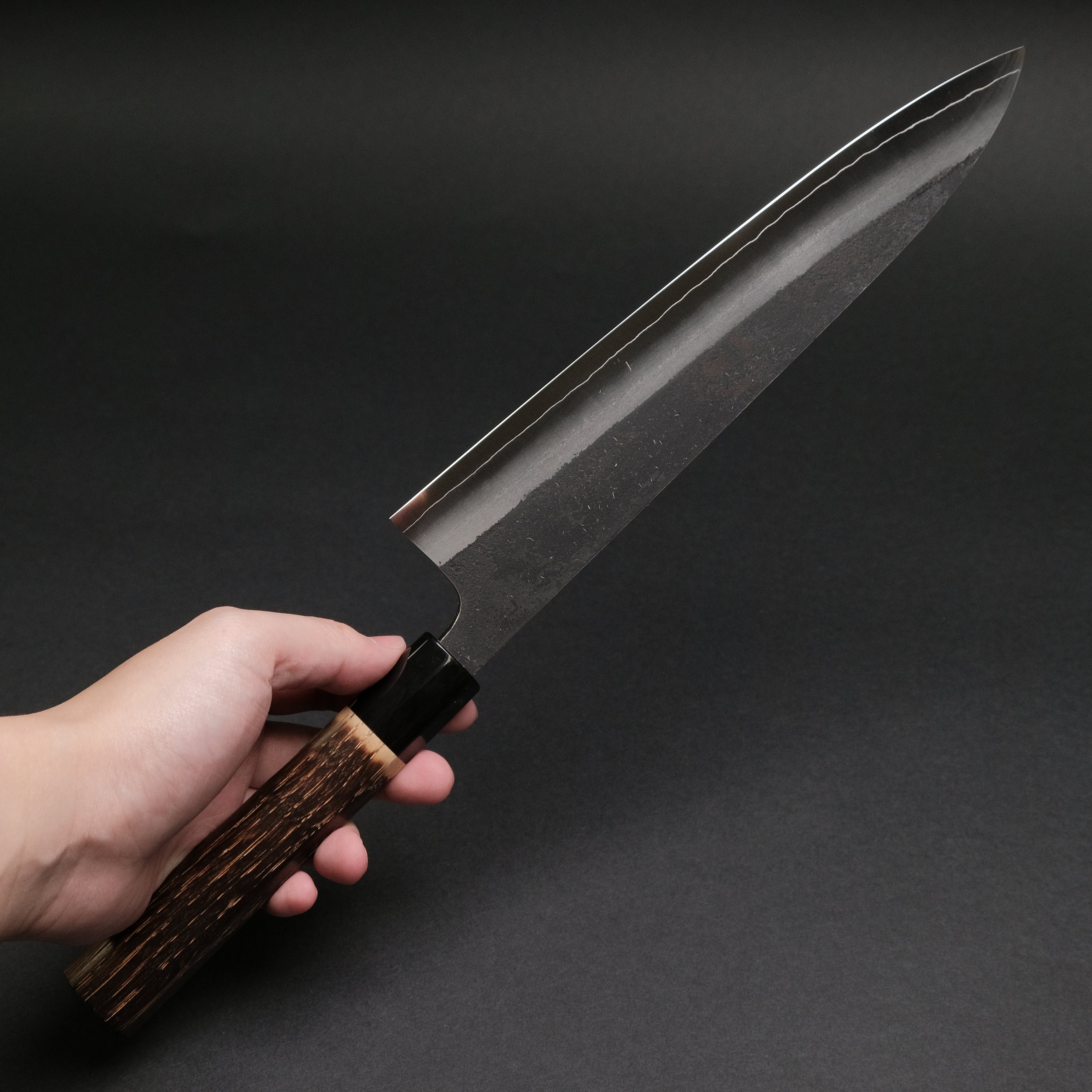 Premium Konosuke Madei Sumiiro SLD Gyuto 240mm Japanese Chef Knife with Burnt Chestnut Handle - Perfect for Sushi, Meat Slicing & Professional Kitchen Use
