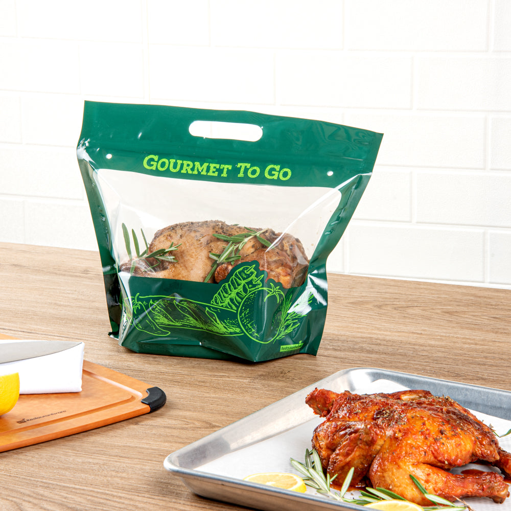 Premium Green Plastic Rotisserie Chicken Bags - Hot Food Storage Bags (12.75