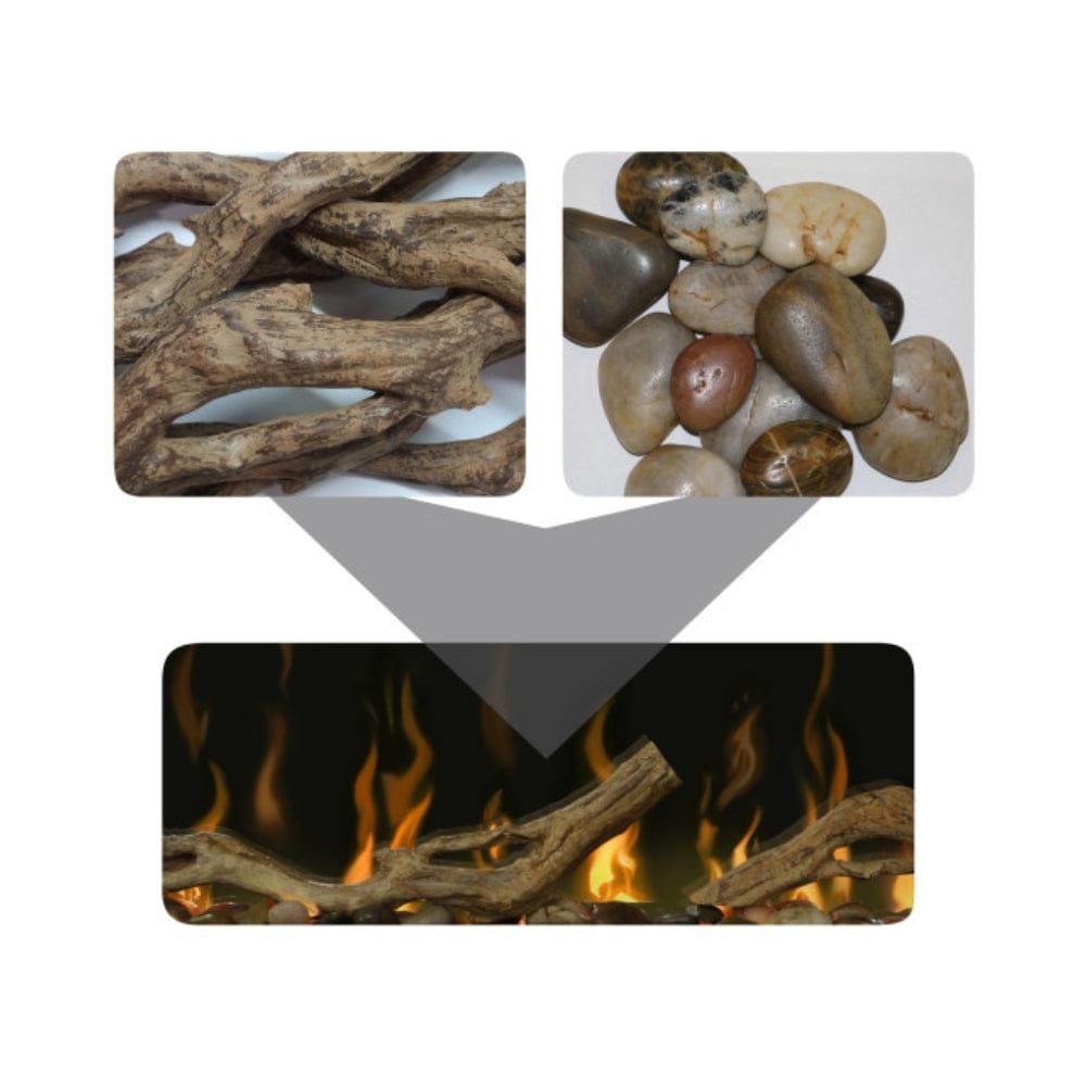 Dimplex Driftwood and River Rock Accessory Kit for Linear Fireplaces - Enhance Your Modern Fireplace Decor with Natural Elements for Living Room, Bedroom or Office