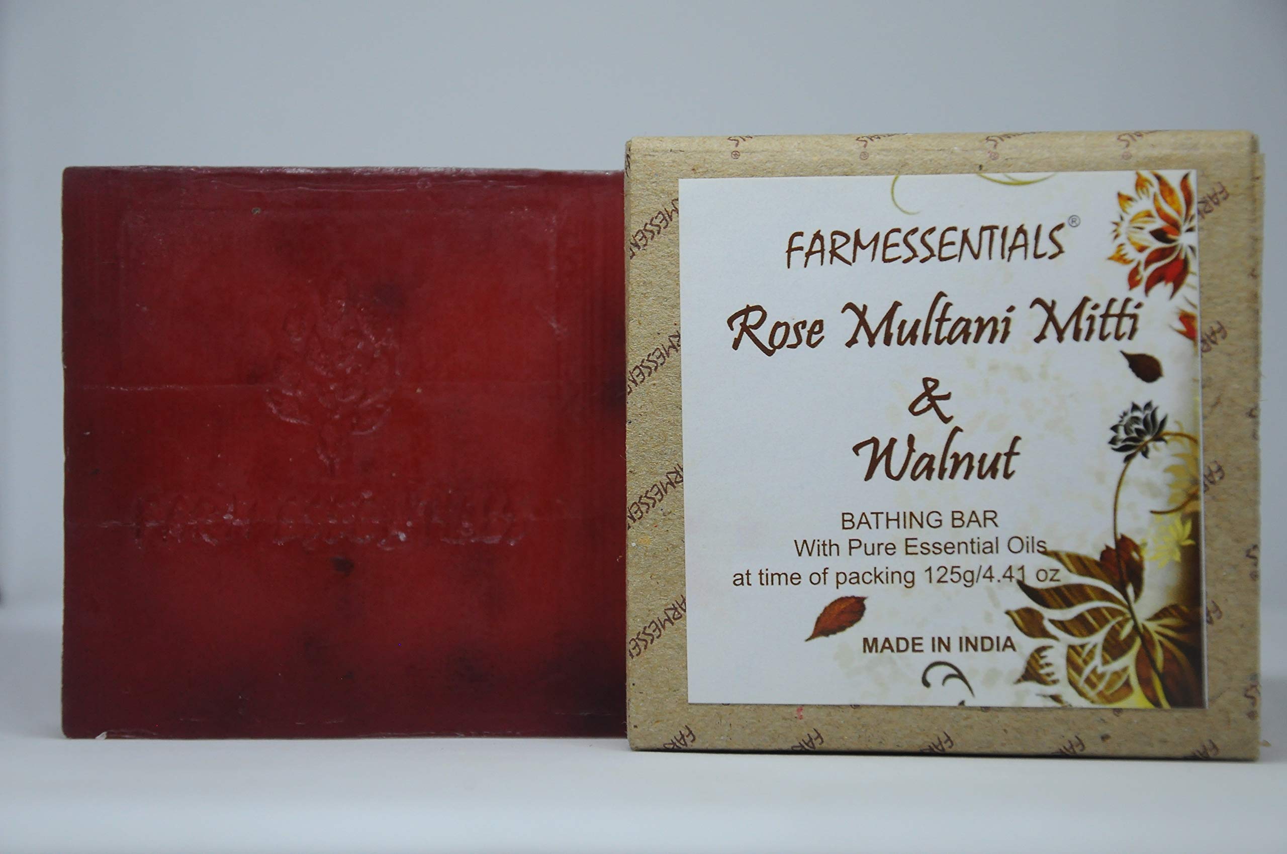 FARMESSENTIALS Handmade Soap - Rose Multani Mitti & Walnut Exfoliating Soap (Pack of 3) | Natural Glow & Skin Brightening | Perfect for Dry Skin & Daily Facial Cleansing
