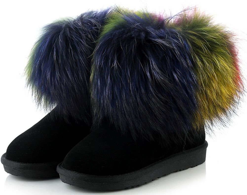 APHNUS Women's Waterproof Winter Snow Boots with Mixed Colors - Warm & Comfortable for Snowy Days, Outdoor Activities, and Casual Wear
