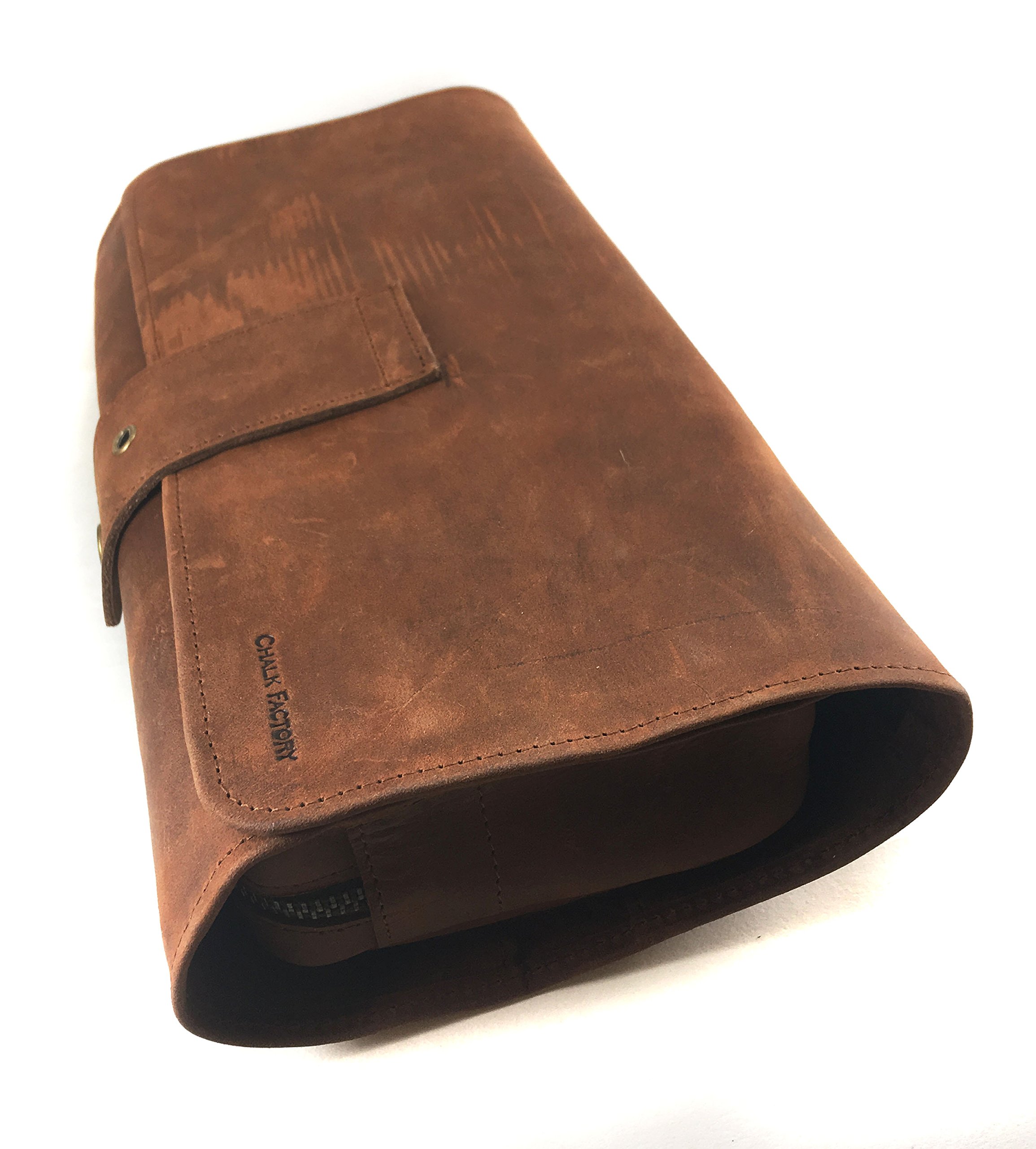 Premium Genuine Leather Hanging Toiletry Bag for Men & Women - Travel Shaving Kit, Makeup Organizer, Wash Bag - Perfect for Camping, Gym, Business Trips (Tan)